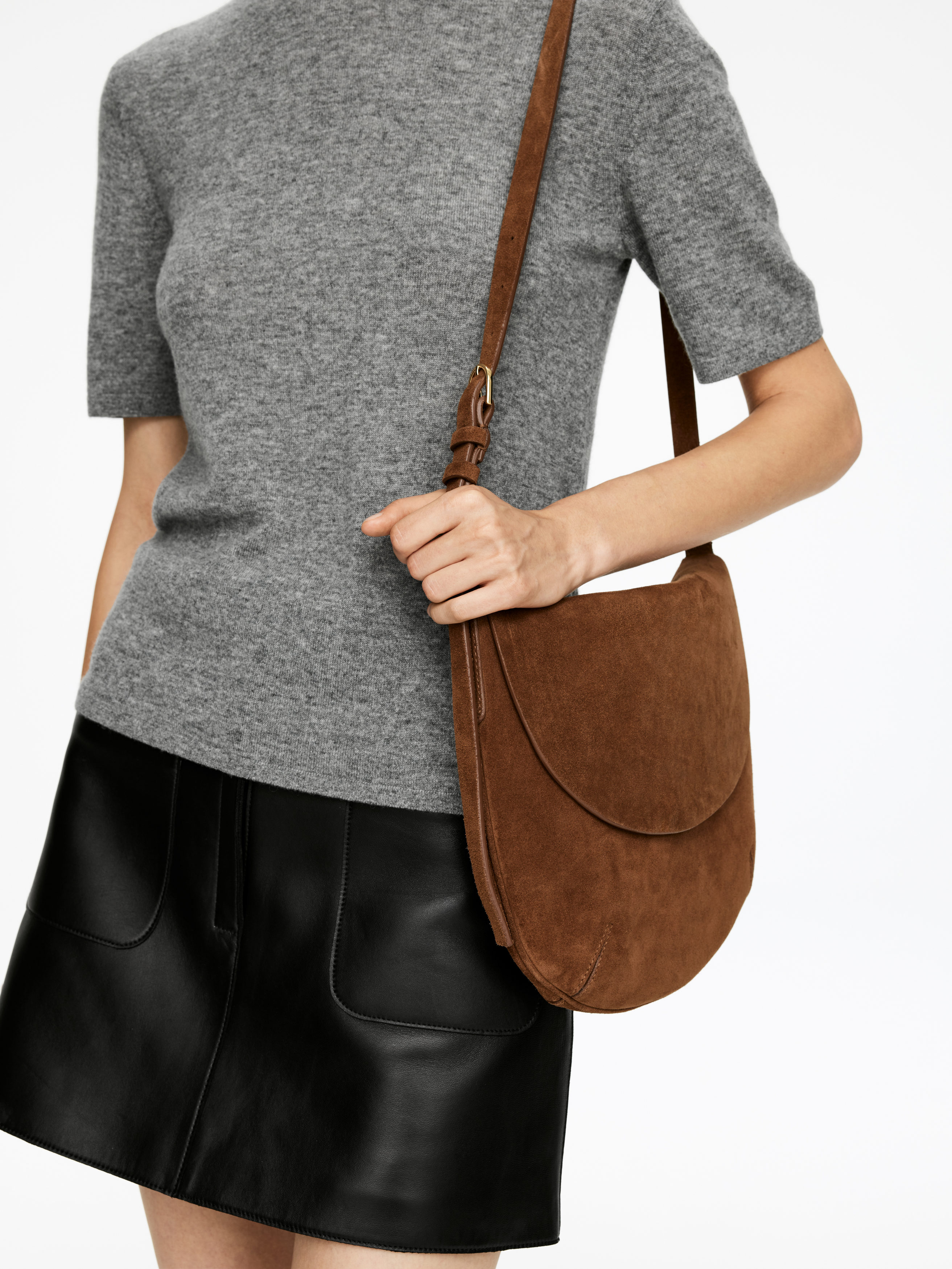 Sac bandoulière en daim - Marron - Femme - StillMedia/Lookbook - 9