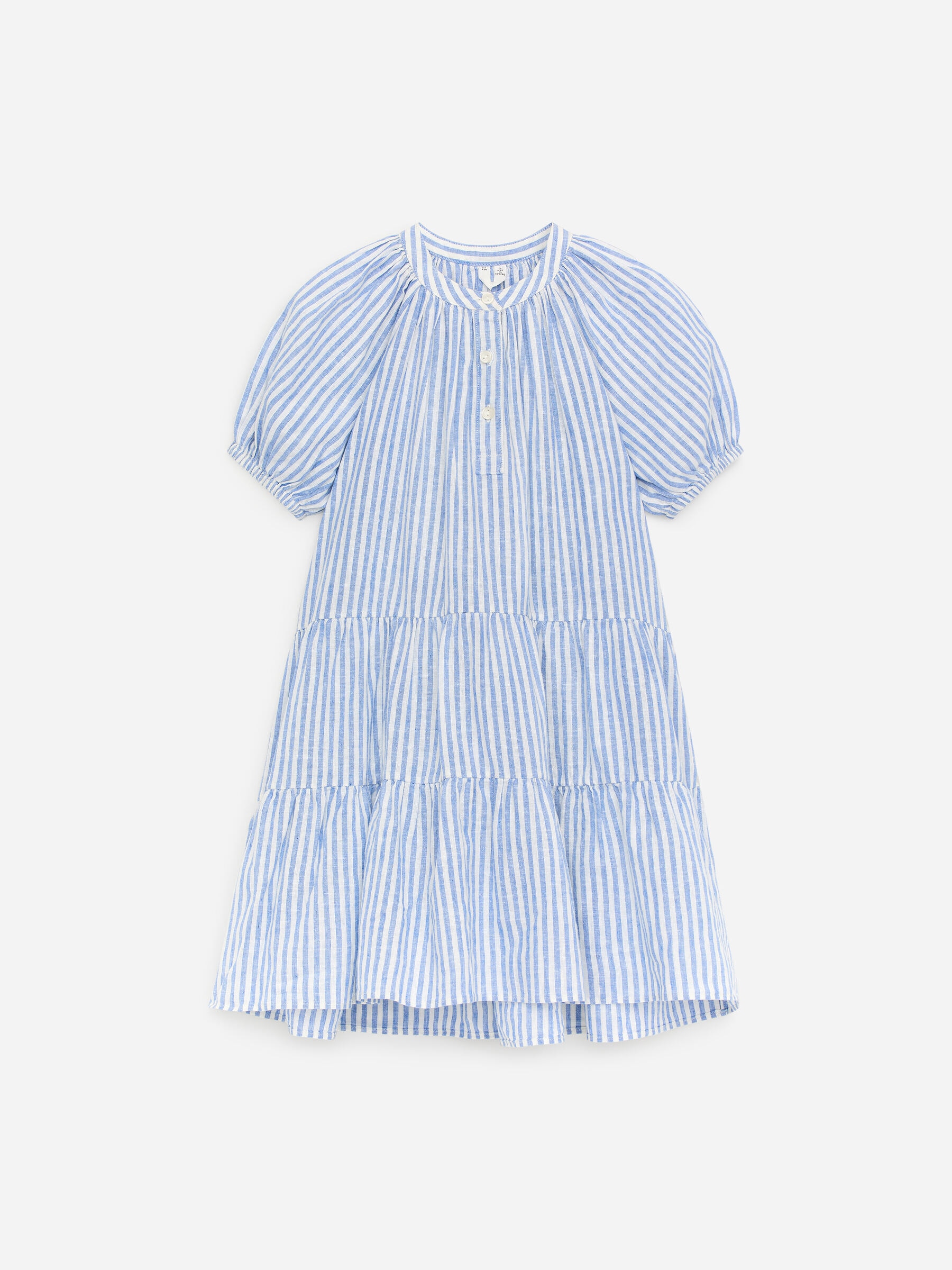 Kleid aus Baumwolle und Leinen-Blau-18871