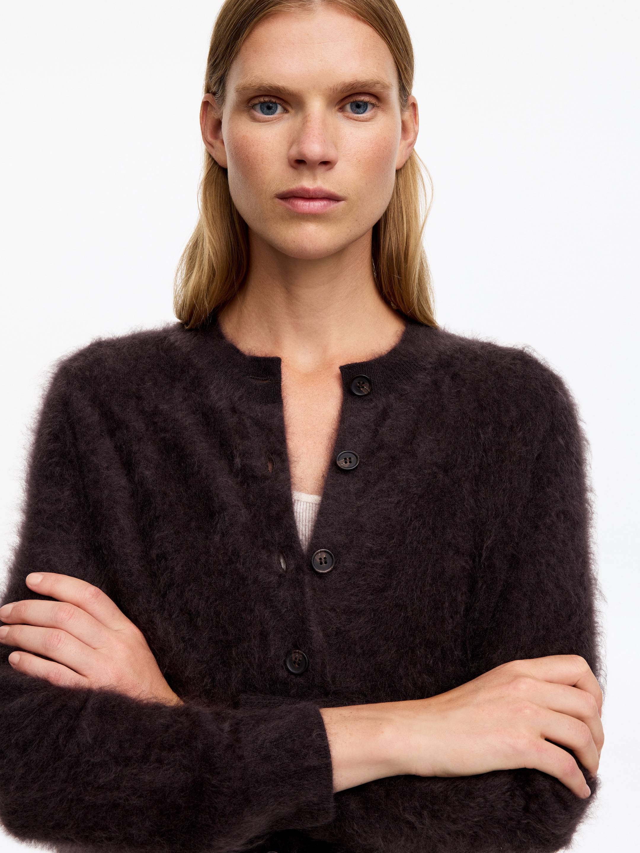 Cardigan in cashmere spazzolato - Marrone - Regular fit - women - StillMedia/Lookbook - 4