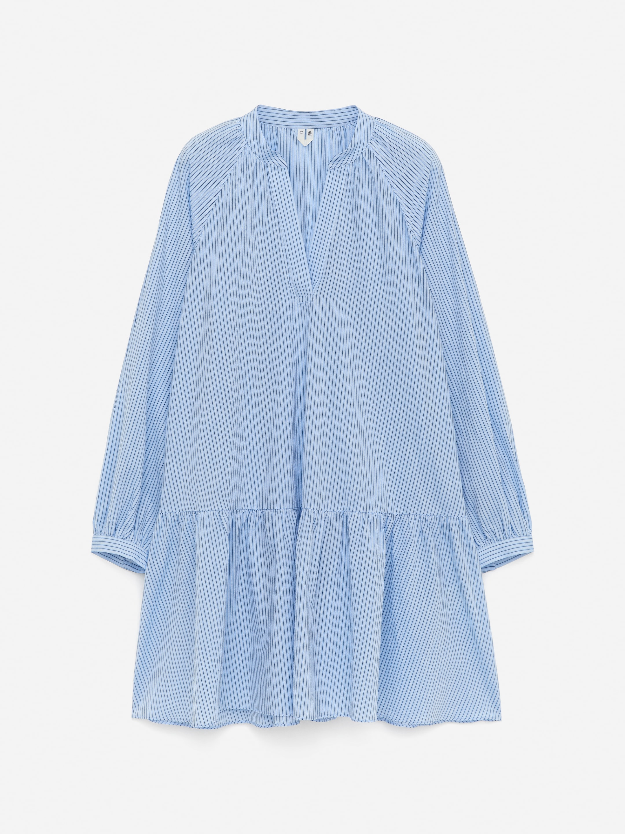 Näytä suurempi kuva: Pellava-puuvillamekko - Vaaleansininen/raidallinen - NAISET | H&M FI 1