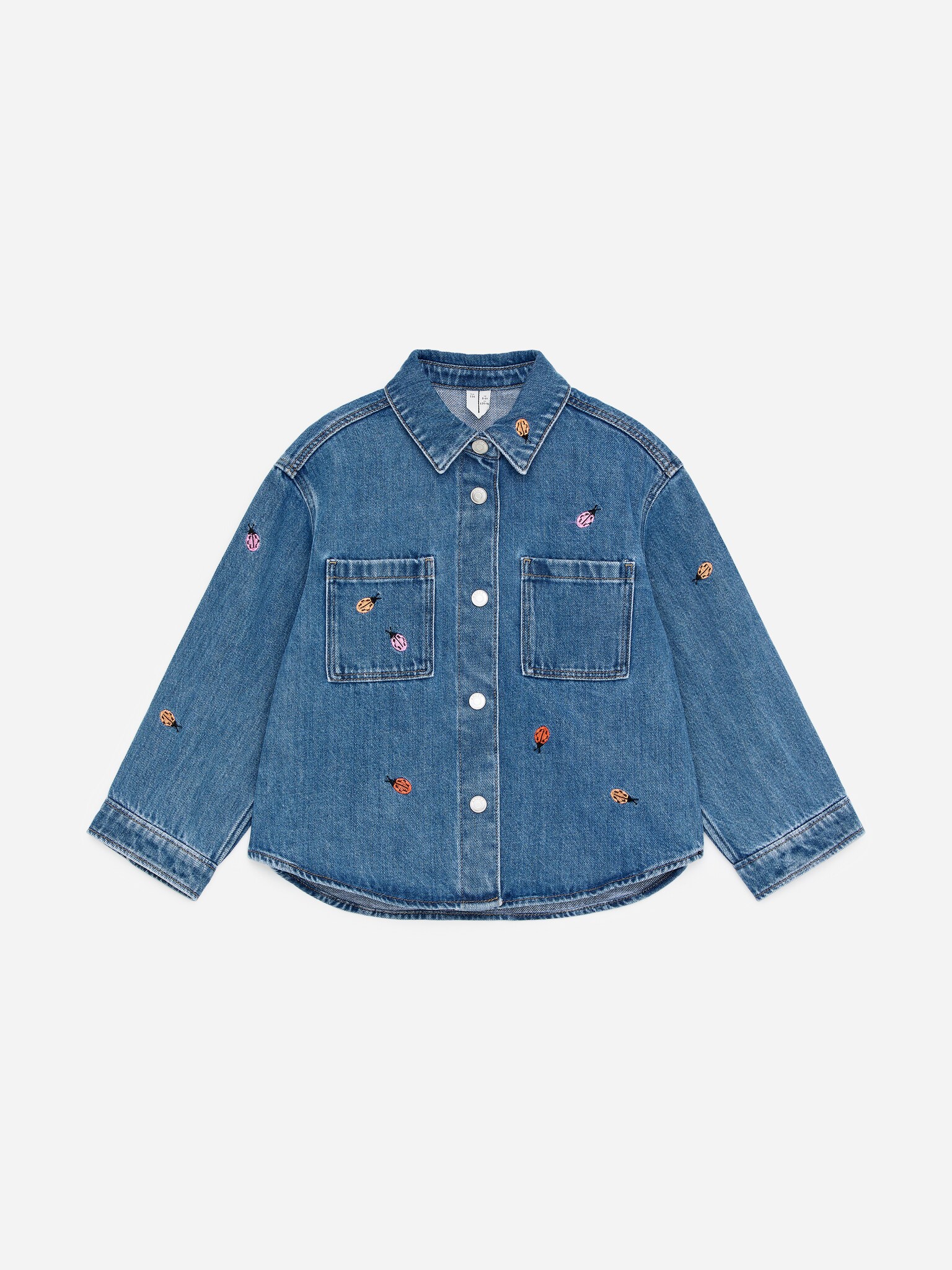 Besticktes Jeanshemd - Blau/Marienkäfer