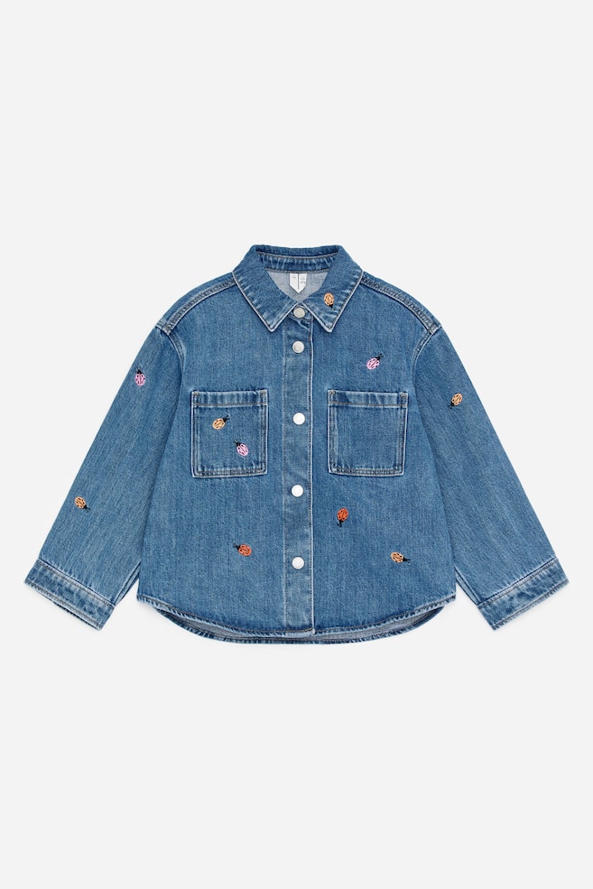 Camicia in denim con ricami - Blu/Coccinelle - 1