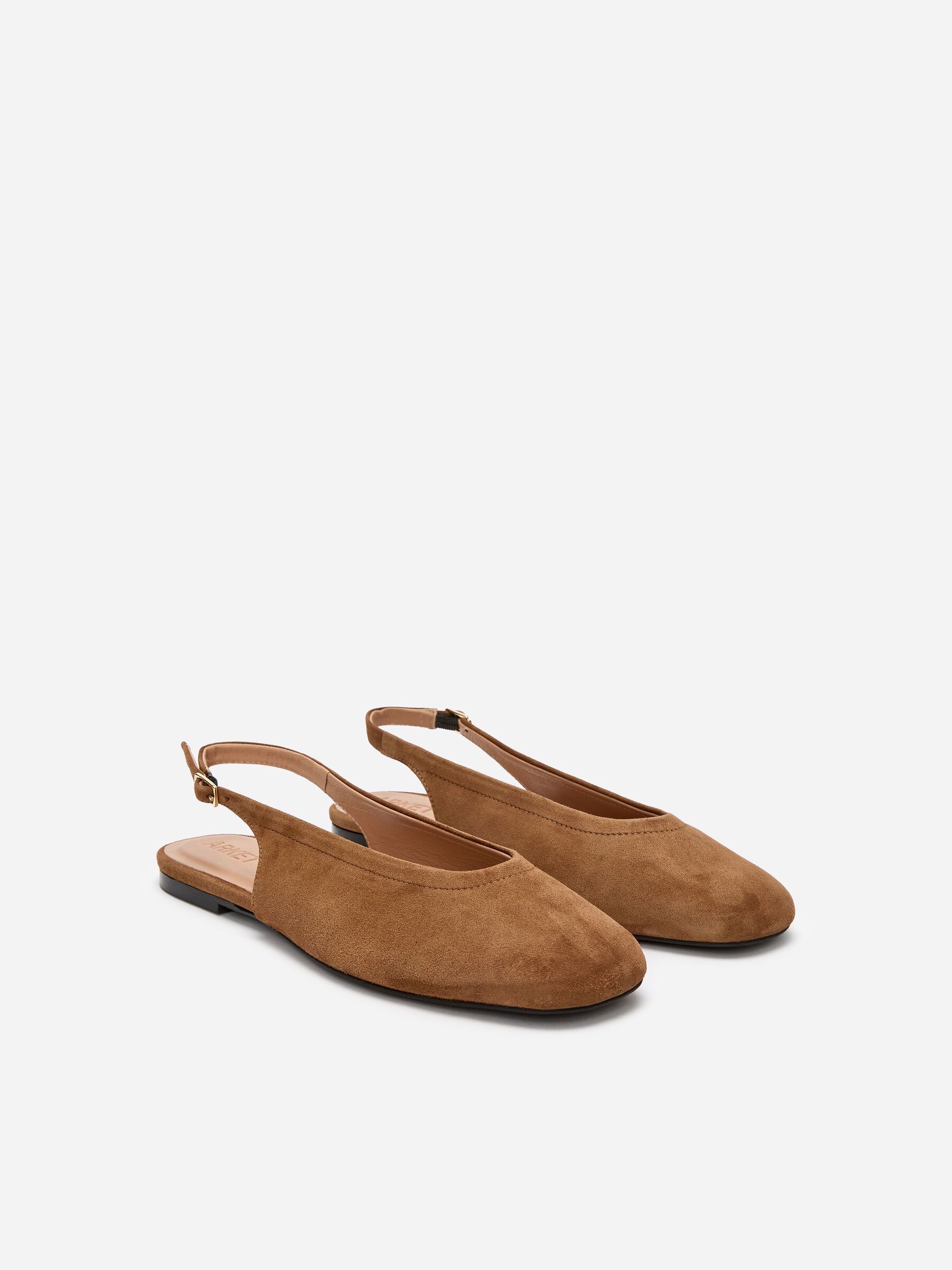 Suede slingback flats-#68513C-18953