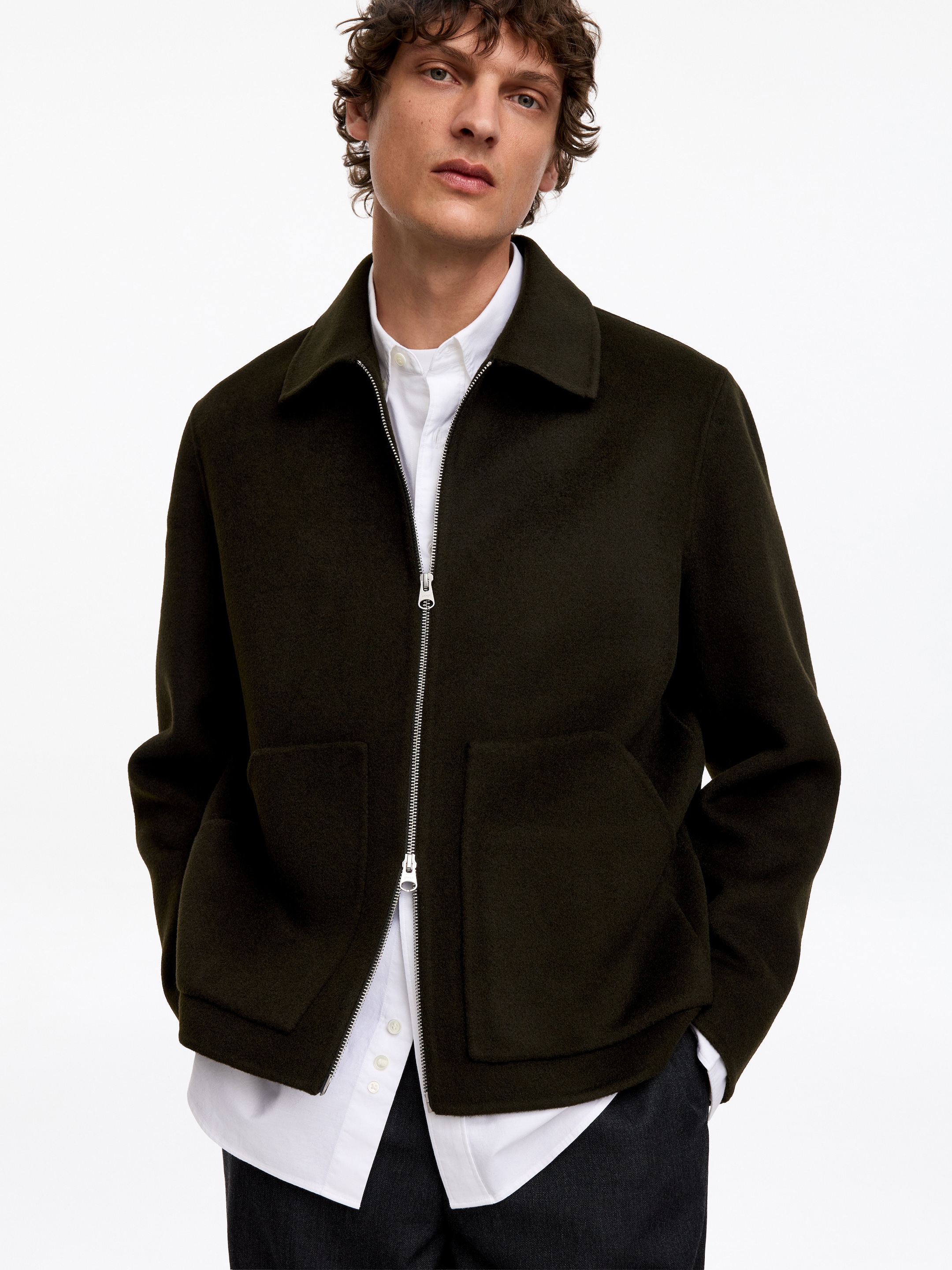 Double-Face Wool Blend Jacket - Dark Green - Regular fit - Men - StillMedia/Lookbook - 5