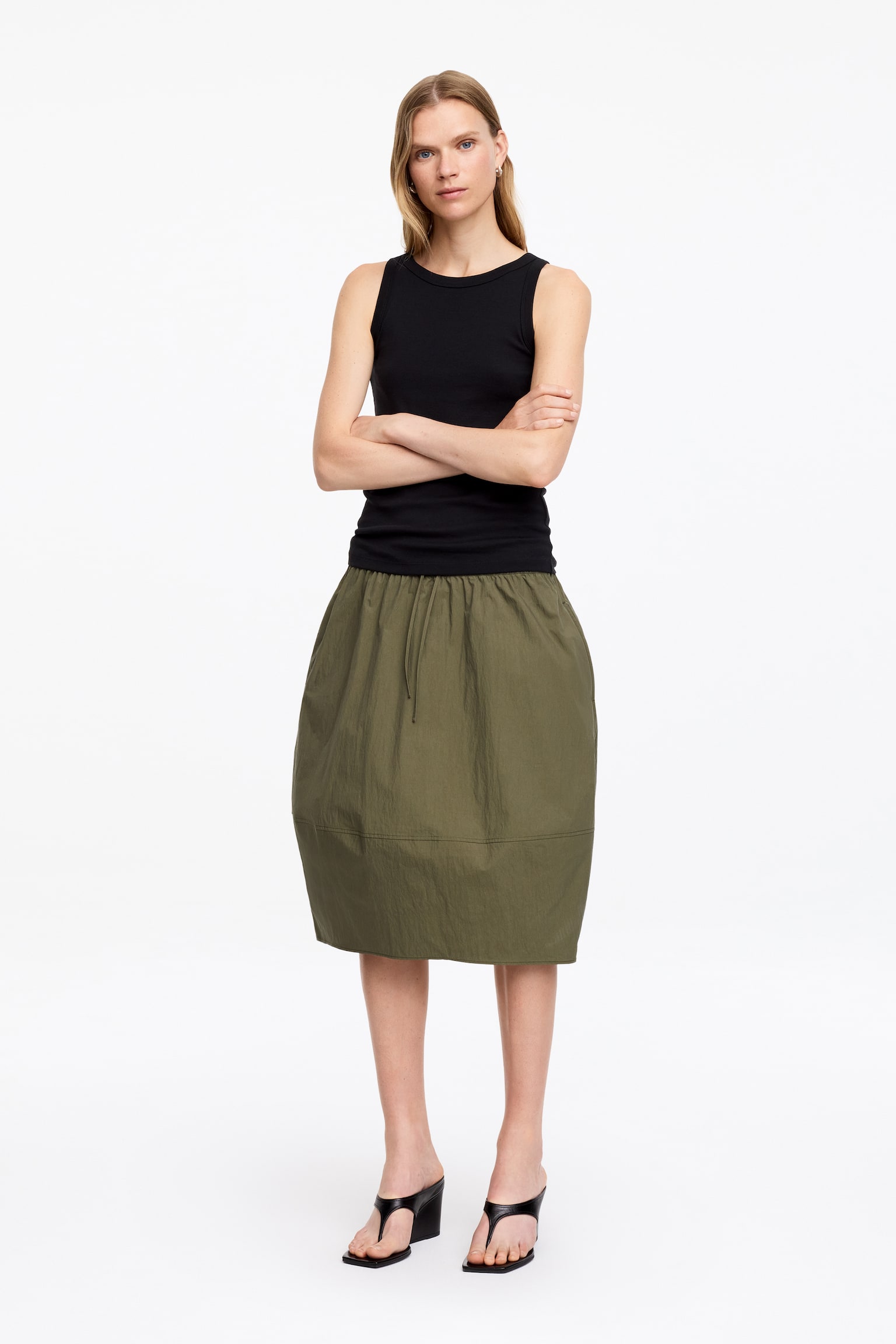 Midirok met coconmodel - Donker kakigroen/Zwart - 1