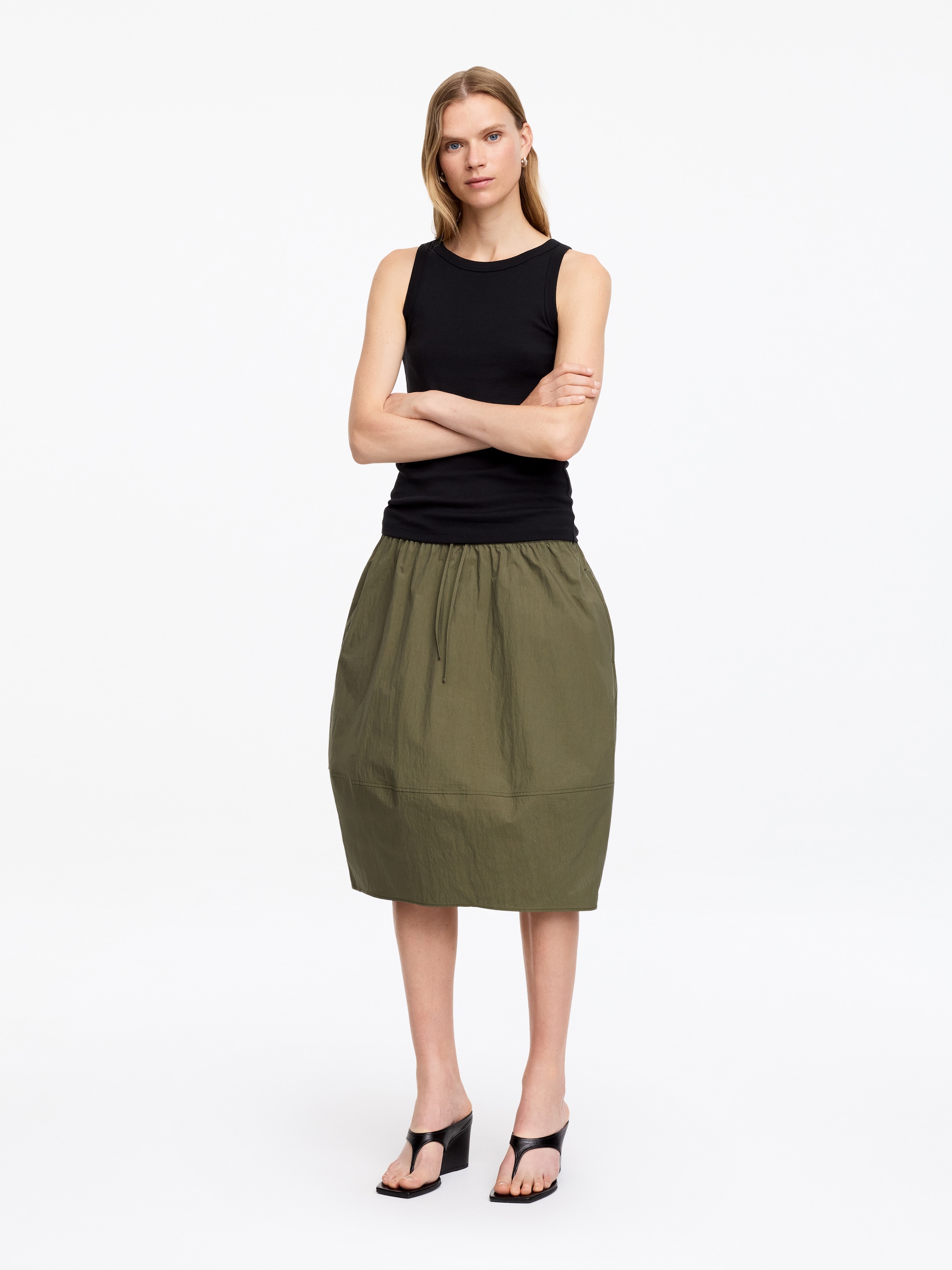 Cocoon Midi Skirt-#676043-19288
