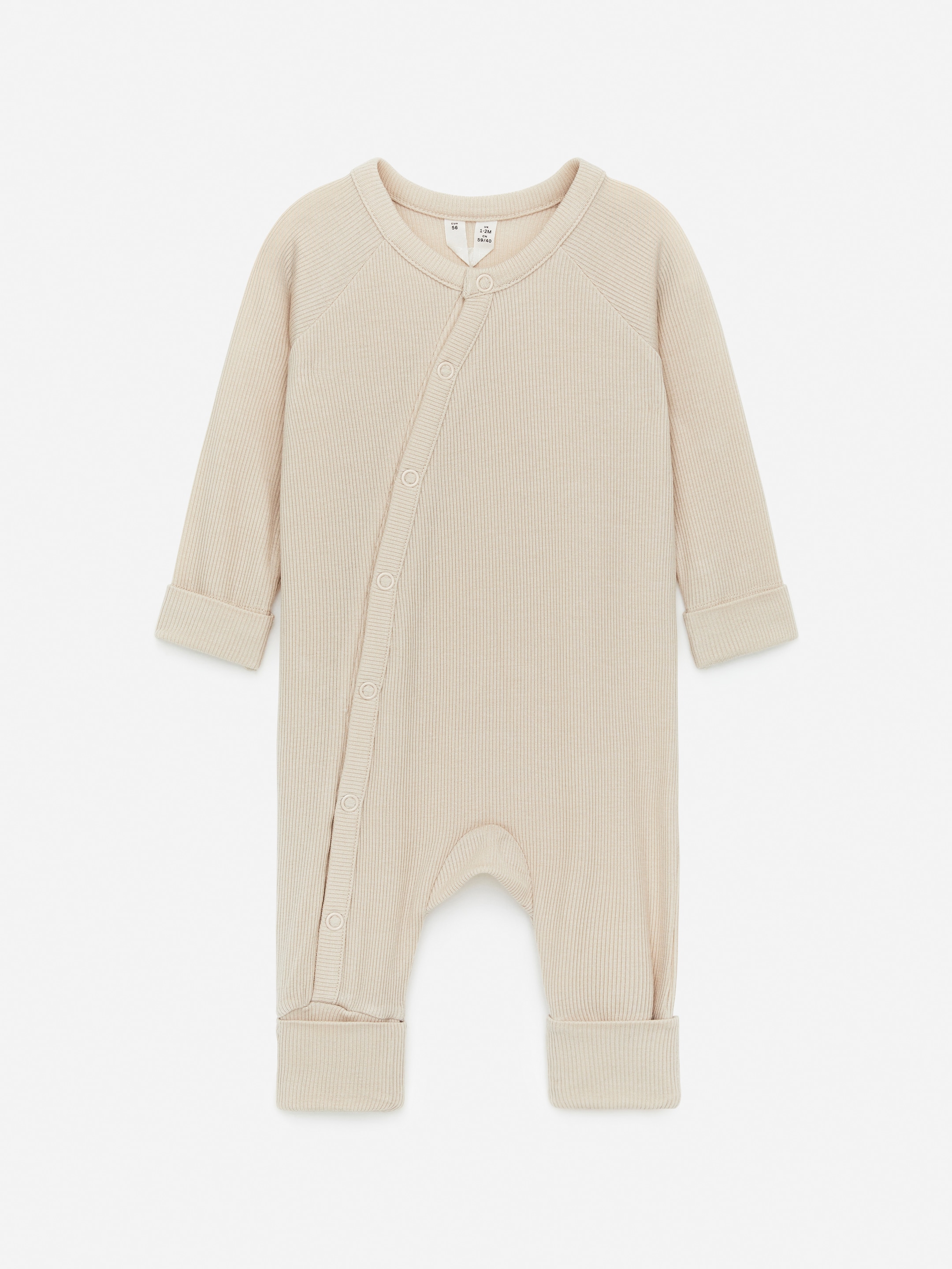Größeres Bild ansehen: Breit gerippter Schlafstrampler für Neugeborene - Beige - Kids | H&M DE 1