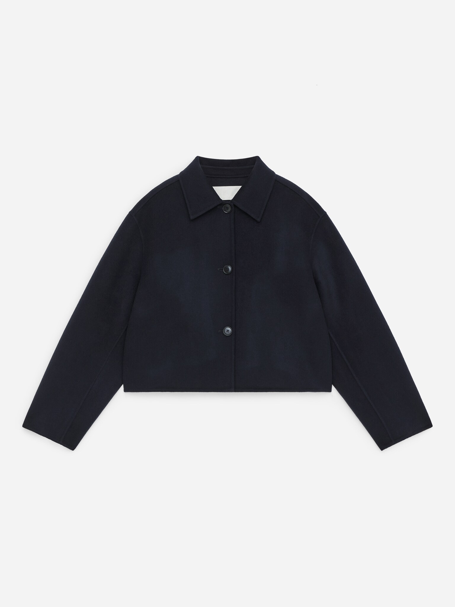 Overshirt i dobbeltsidet uldblend - Mørkeblå/Mørkebrun/Grøn - 1