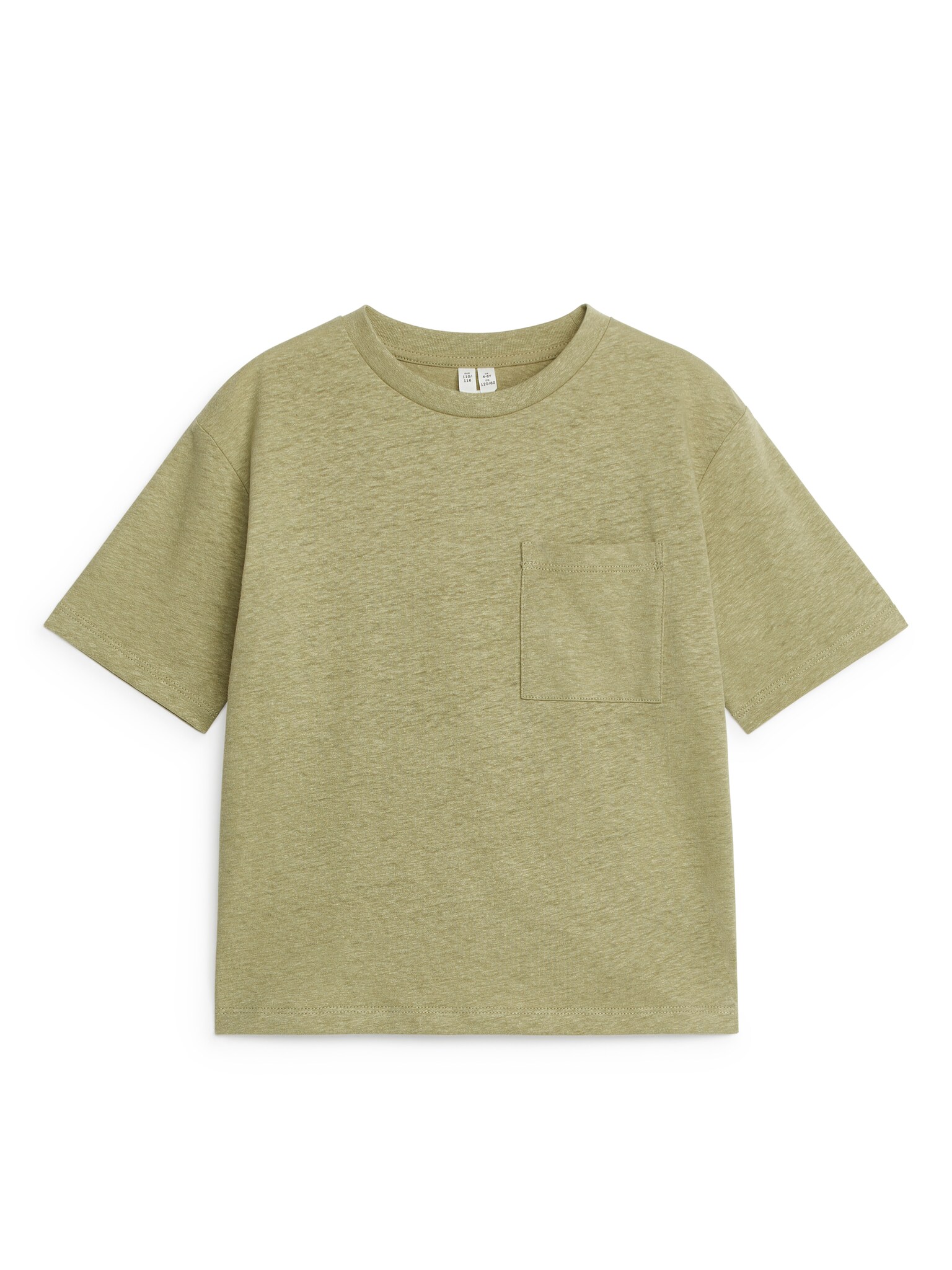 Loose Fit Linen Blend T-Shirt - Khaki Green