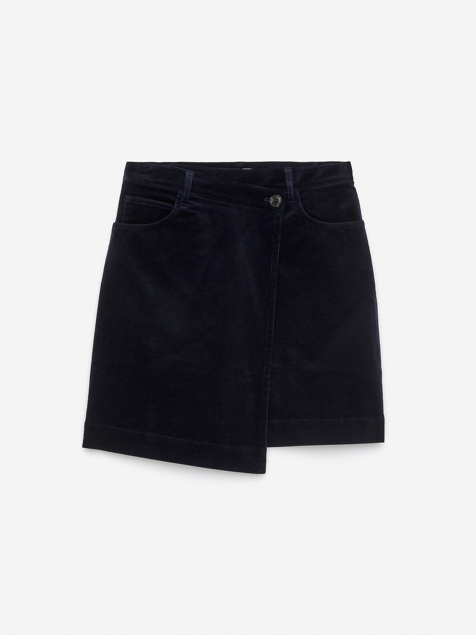 Corduroy Wrap Skirt - Dark Blue