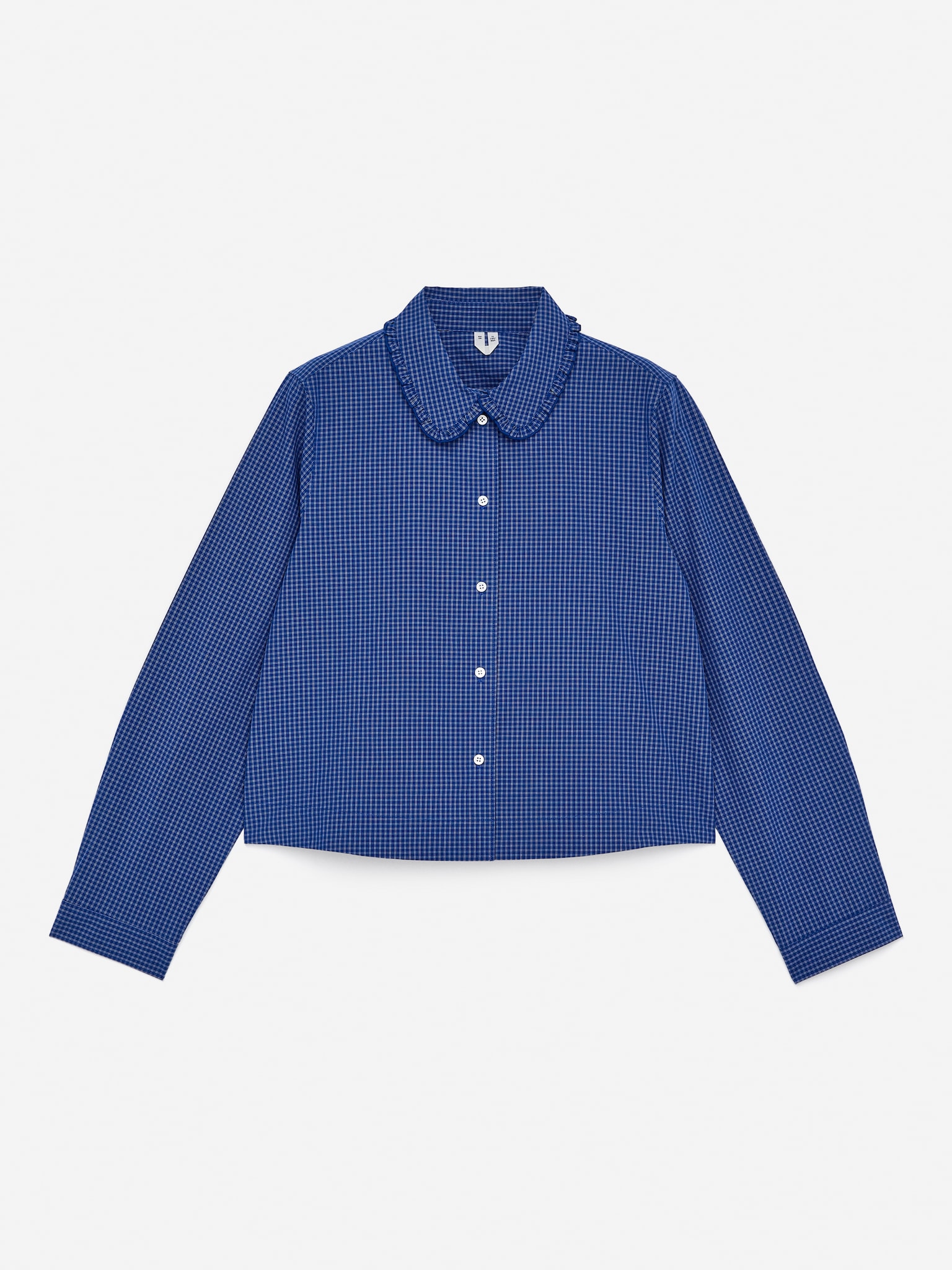 Frill Blouse - Blue/Checkered/White - 2