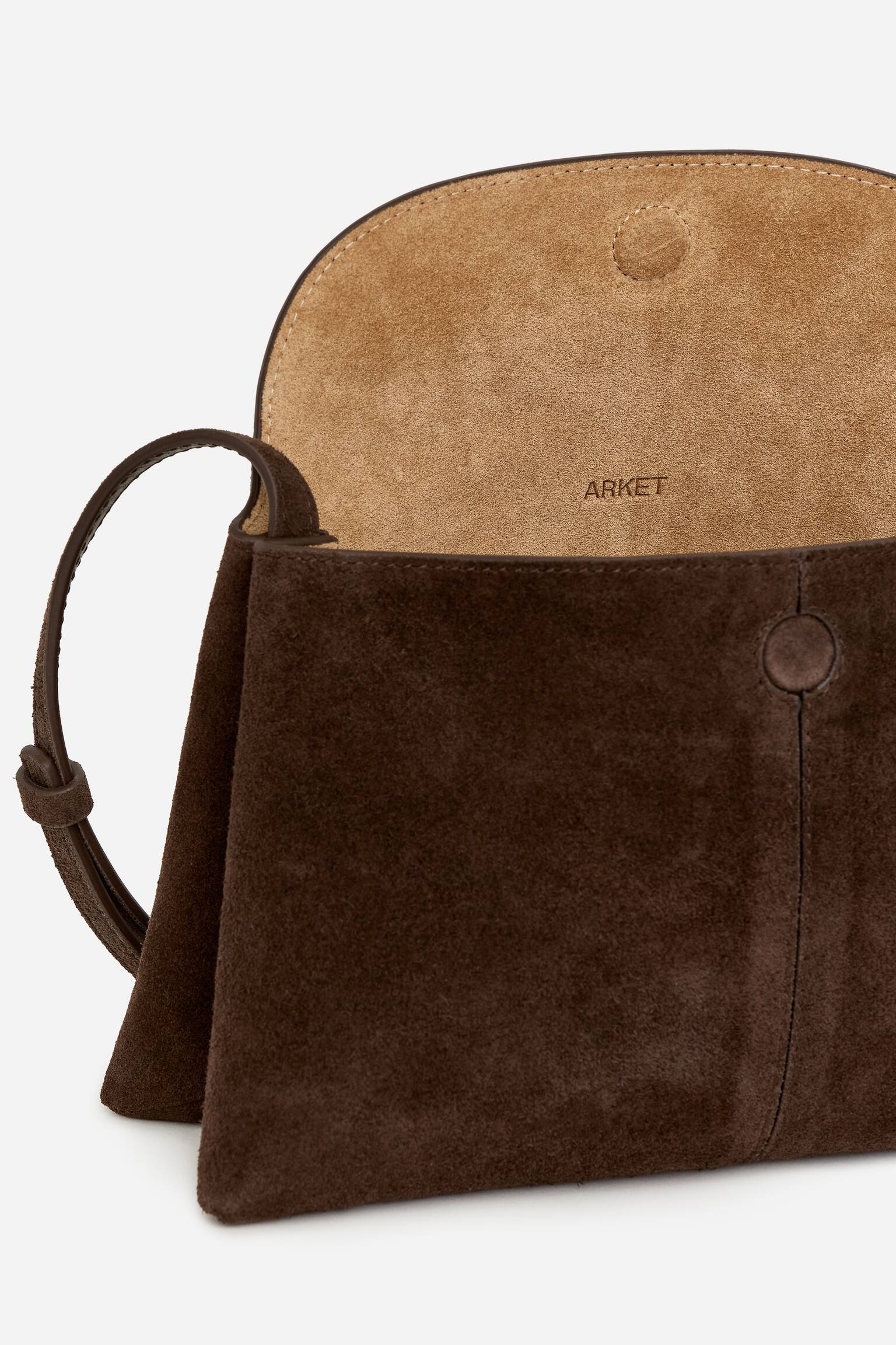 Borsa a tracolla in pelle scamosciata - Marrone/Nero - 3