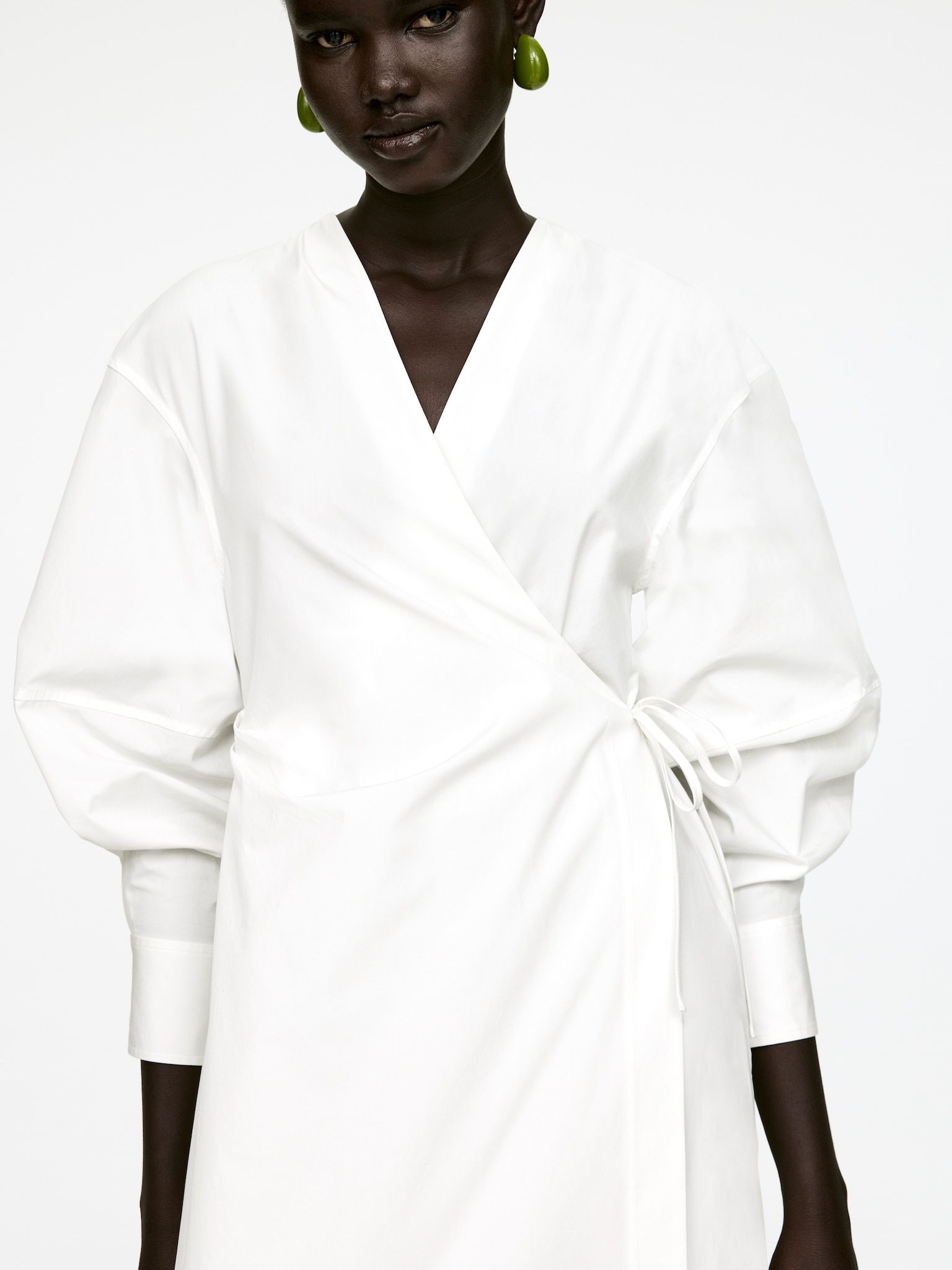 Robe portefeuille en coton - Blanc/Noir - 5