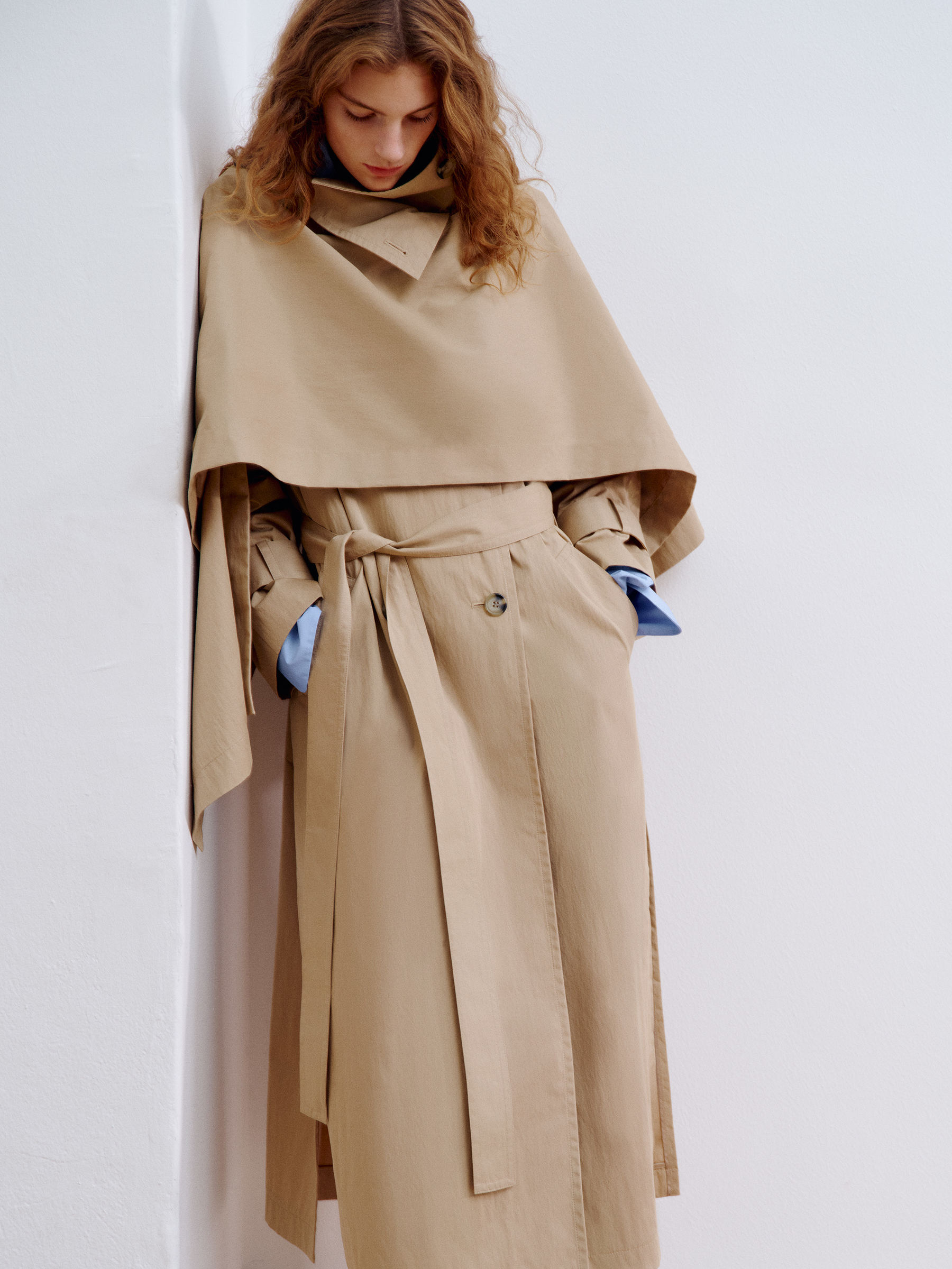 Scarf Trench Coat - Beige - Loose fit - Women - StillMedia/Environmental - 1