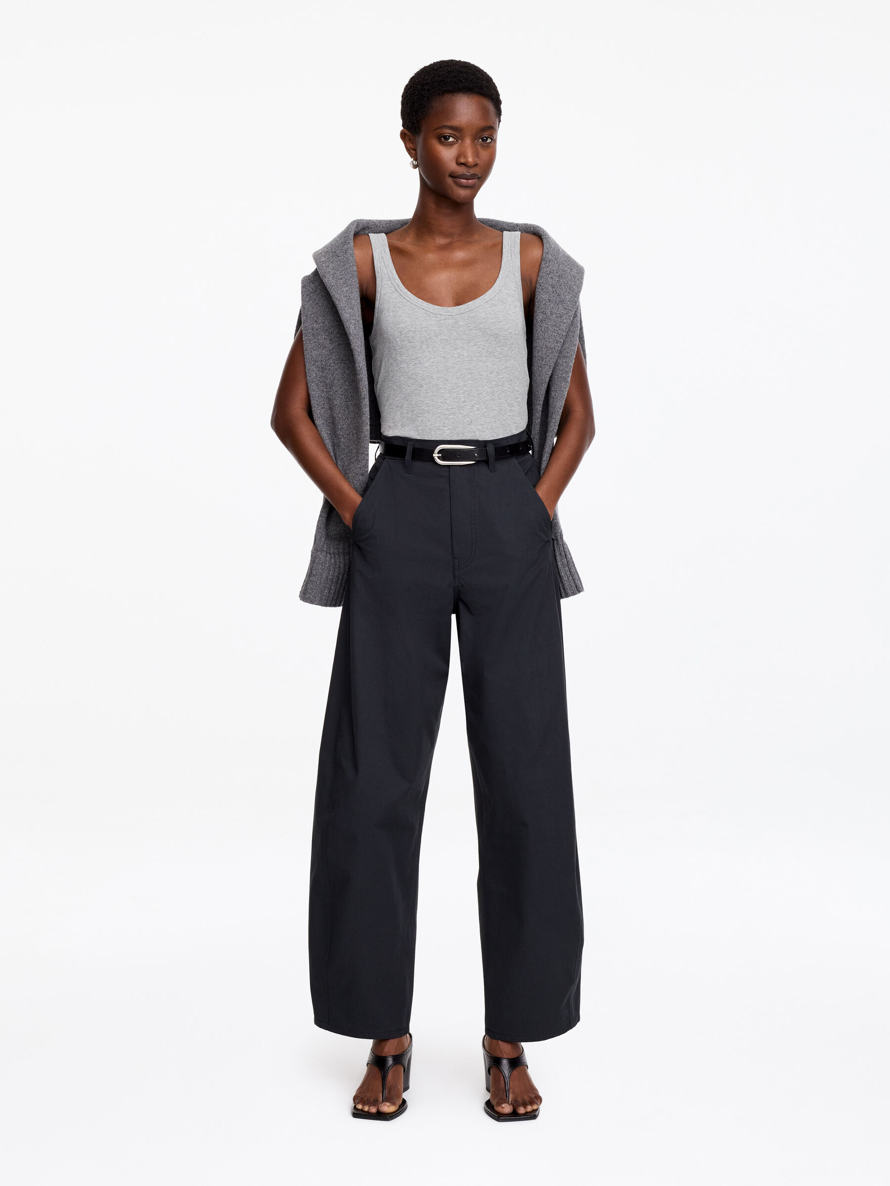 Scoop-Neck Tank Top - Grey Melange - Regular fit - Women - StillMedia/Lookbook - 6