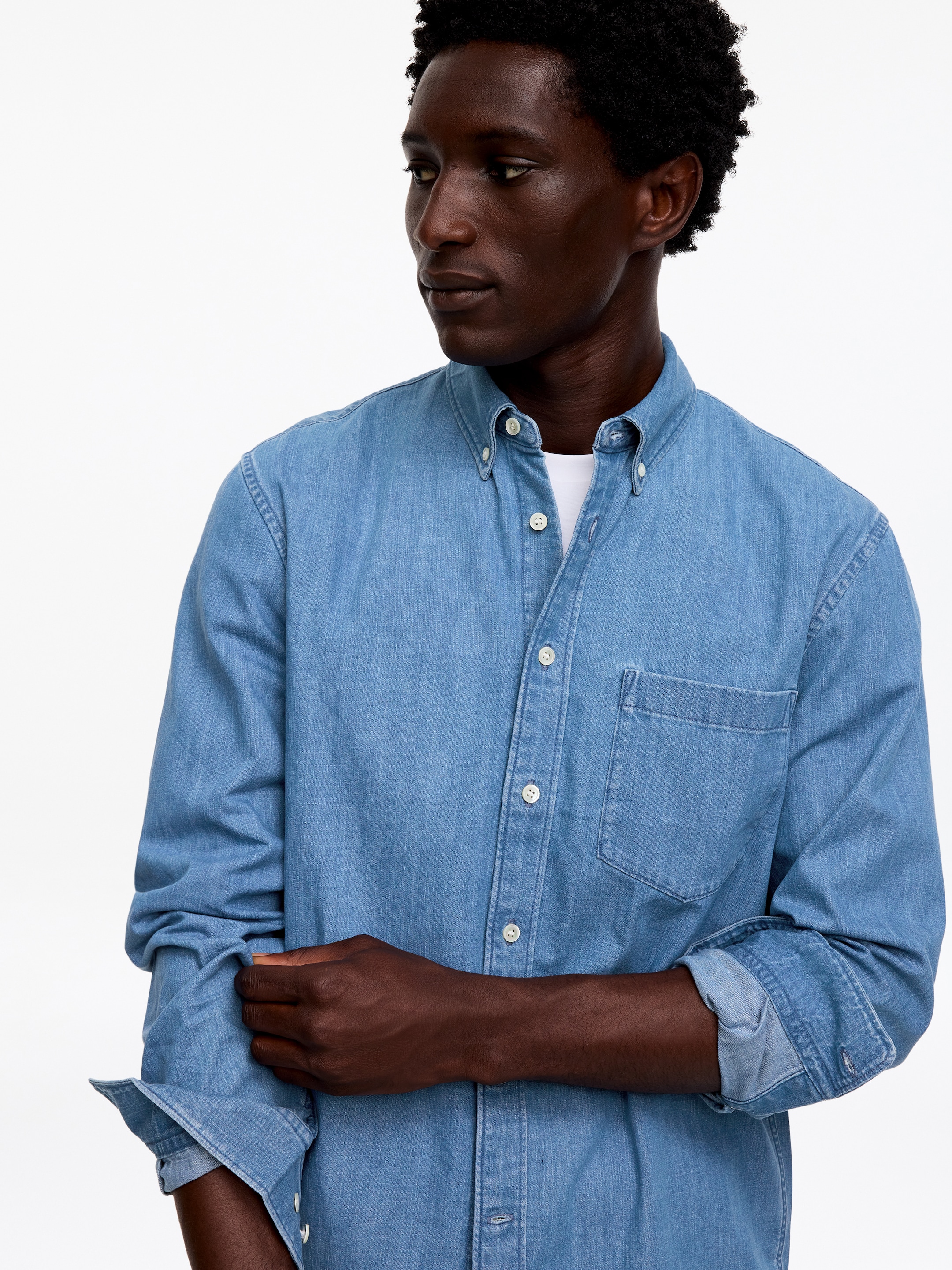 Regular Denim Shirt - Washed Blue - Regular fit - Men - StillMedia/Lookbook - 5