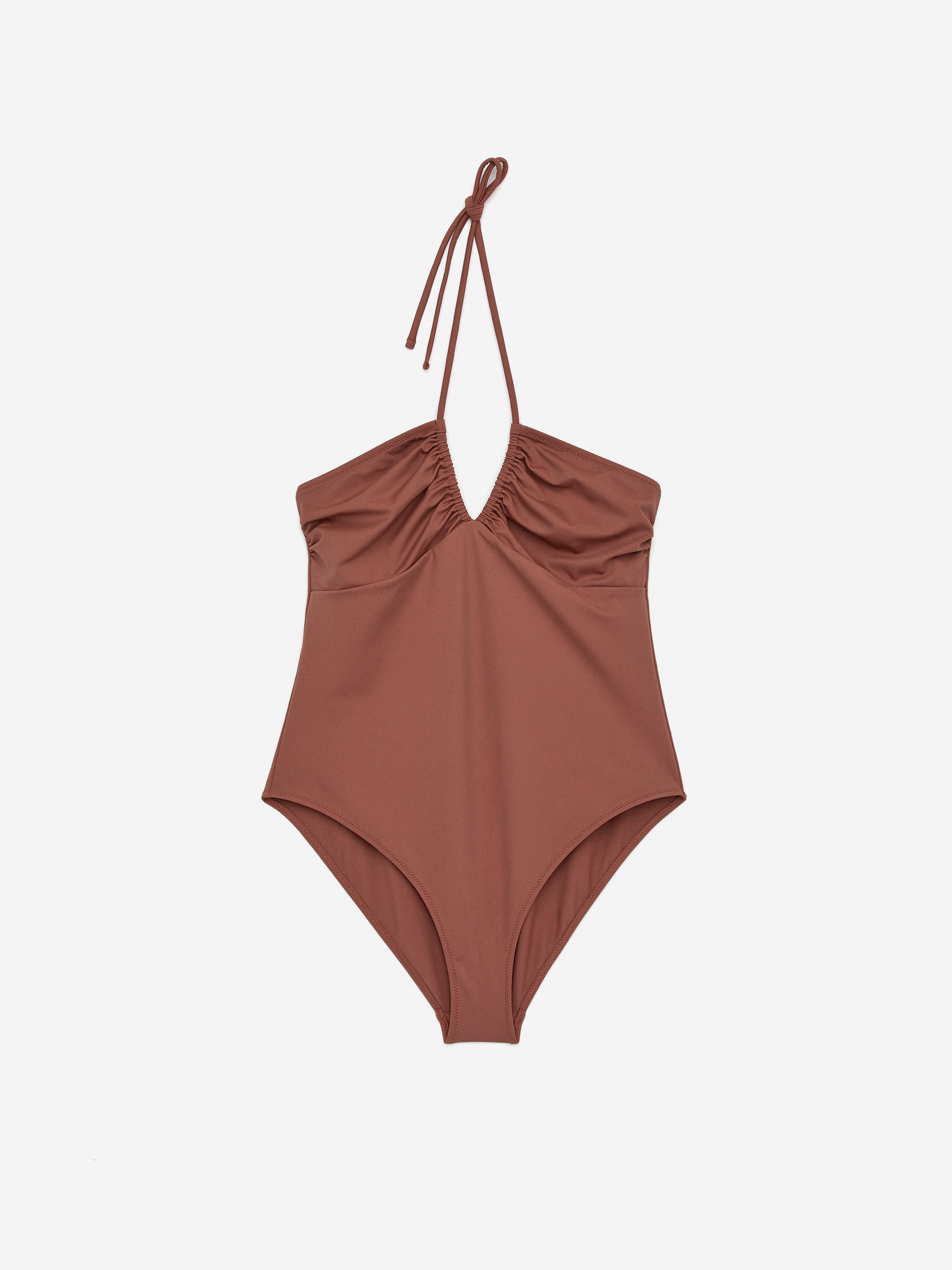 Halterneck Swimsuit-#AA7E71-15804