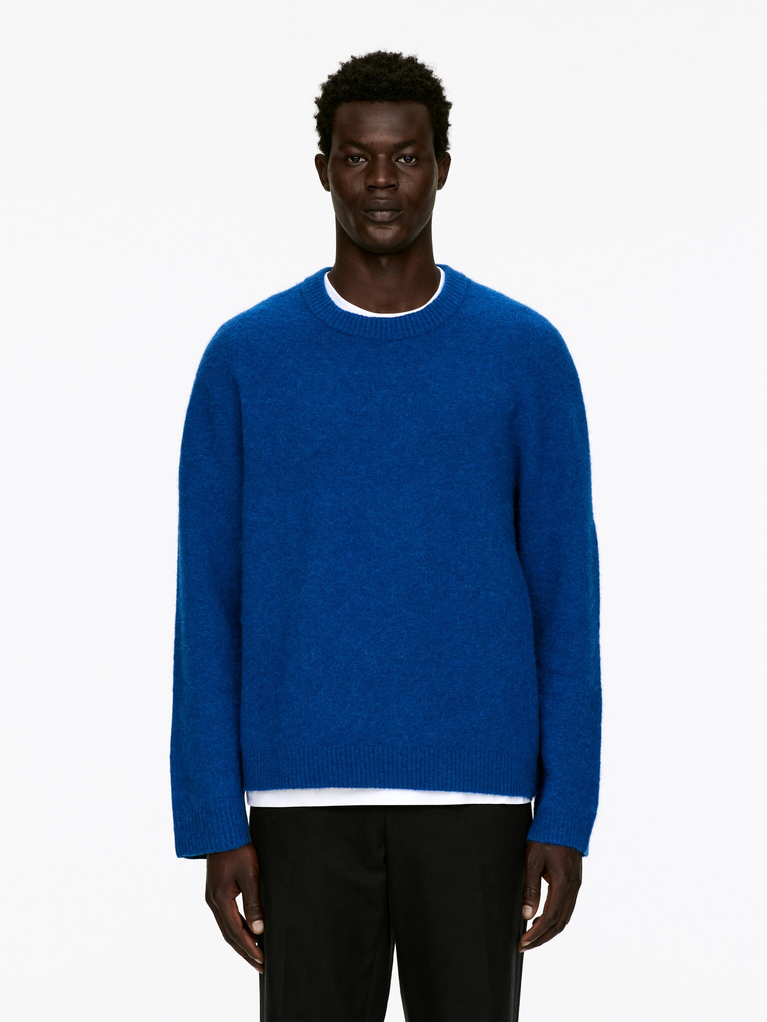 Alpaca-Wool Blend Jumper - Blue/Beige/Bright Blue