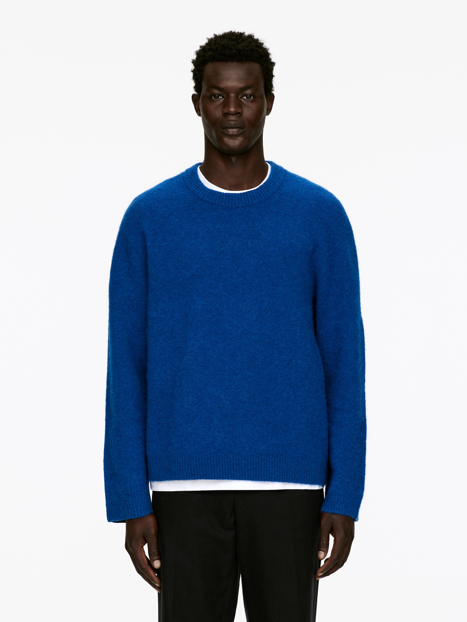Pull en mélange de laine et d'alpaga - Bleu/Beige/Bleu vif