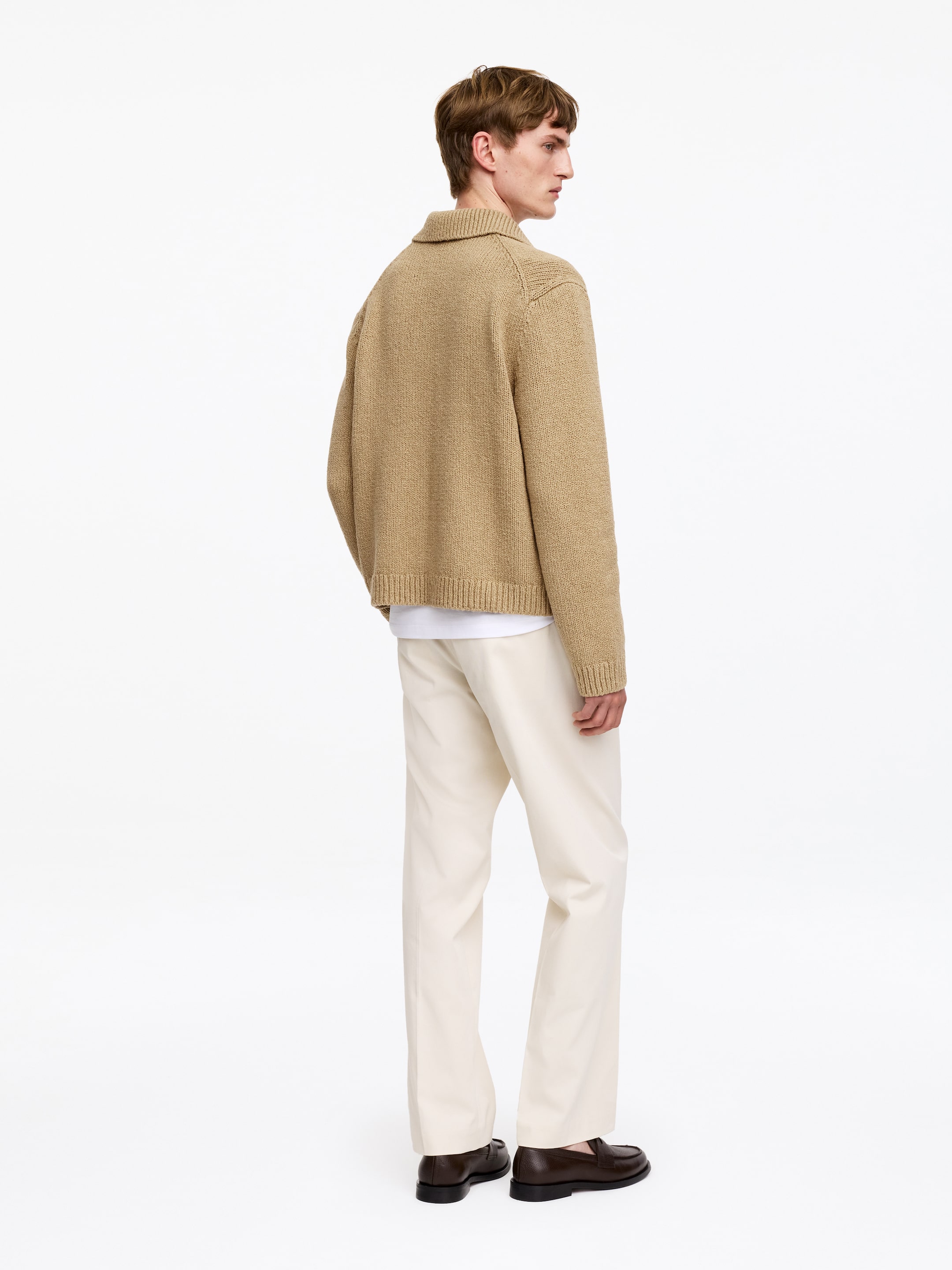 Cardigan zippé en coton mélangé - Beige foncé - Loose fit - Homme - StillMedia/Lookbook - 5