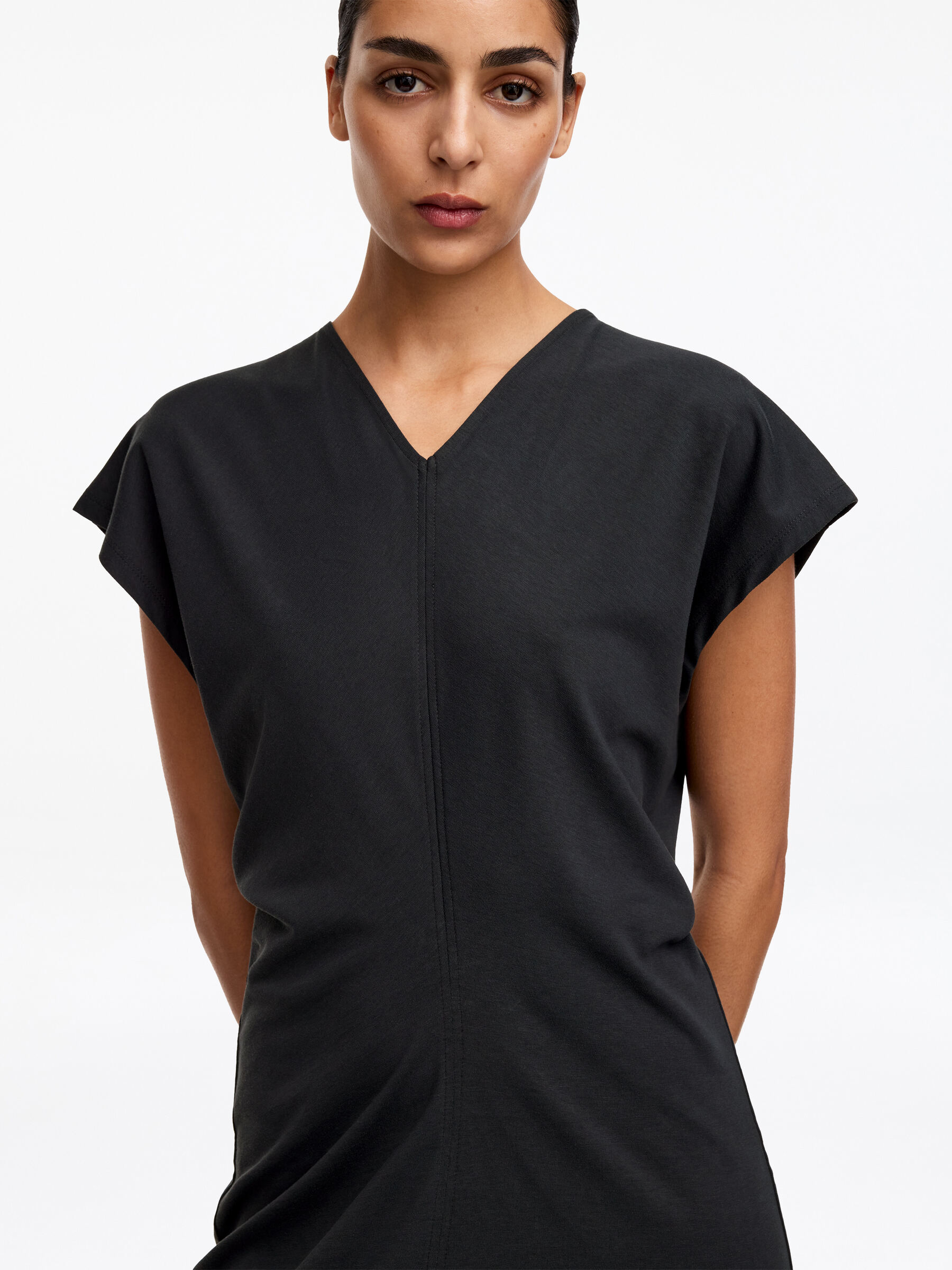 Draped Midi Dress - Black - Regular fit - Women - StillMedia/Lookbook - 4