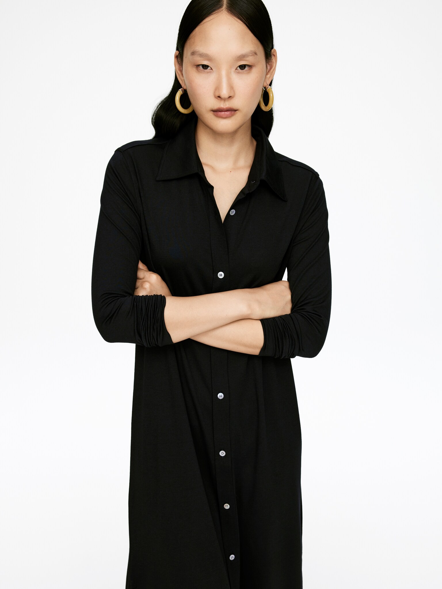 Maxi Shirt Dress - Black - 6