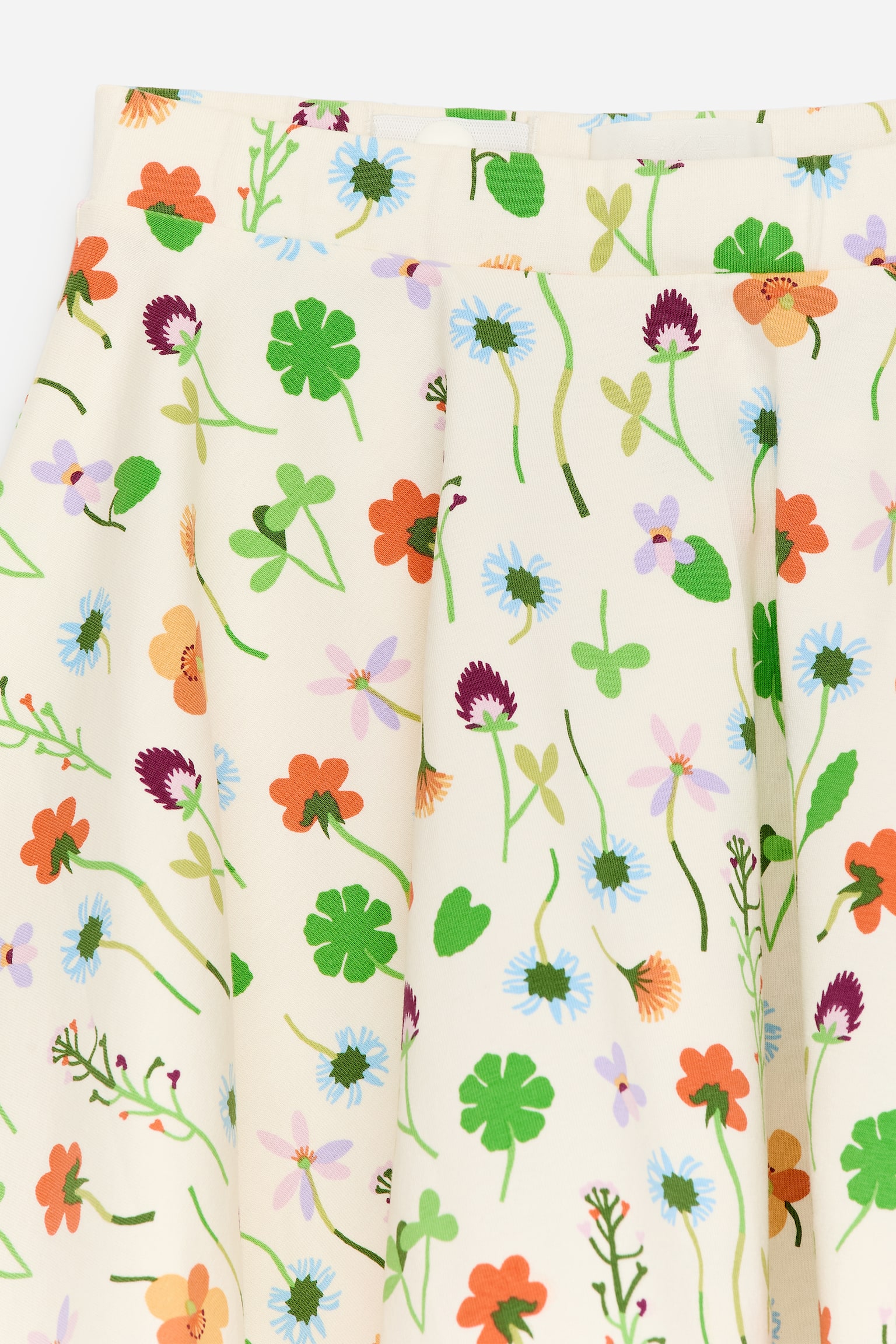 Mintás A-vonalú Szoknya - Törtfehér/Virágos - 4