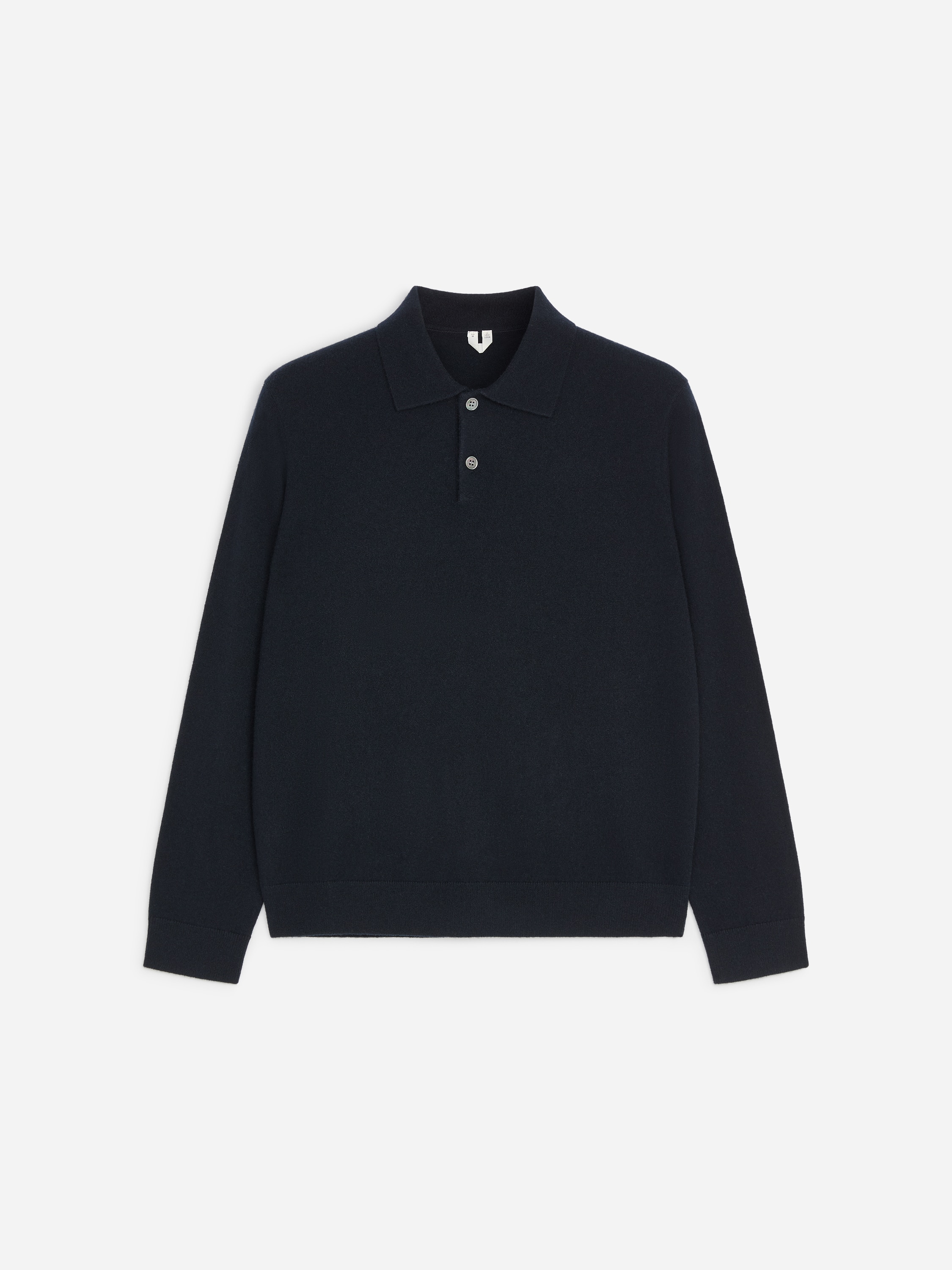 Pure Cashmere Knitted Polo Shirt - Dark Blue/Grey