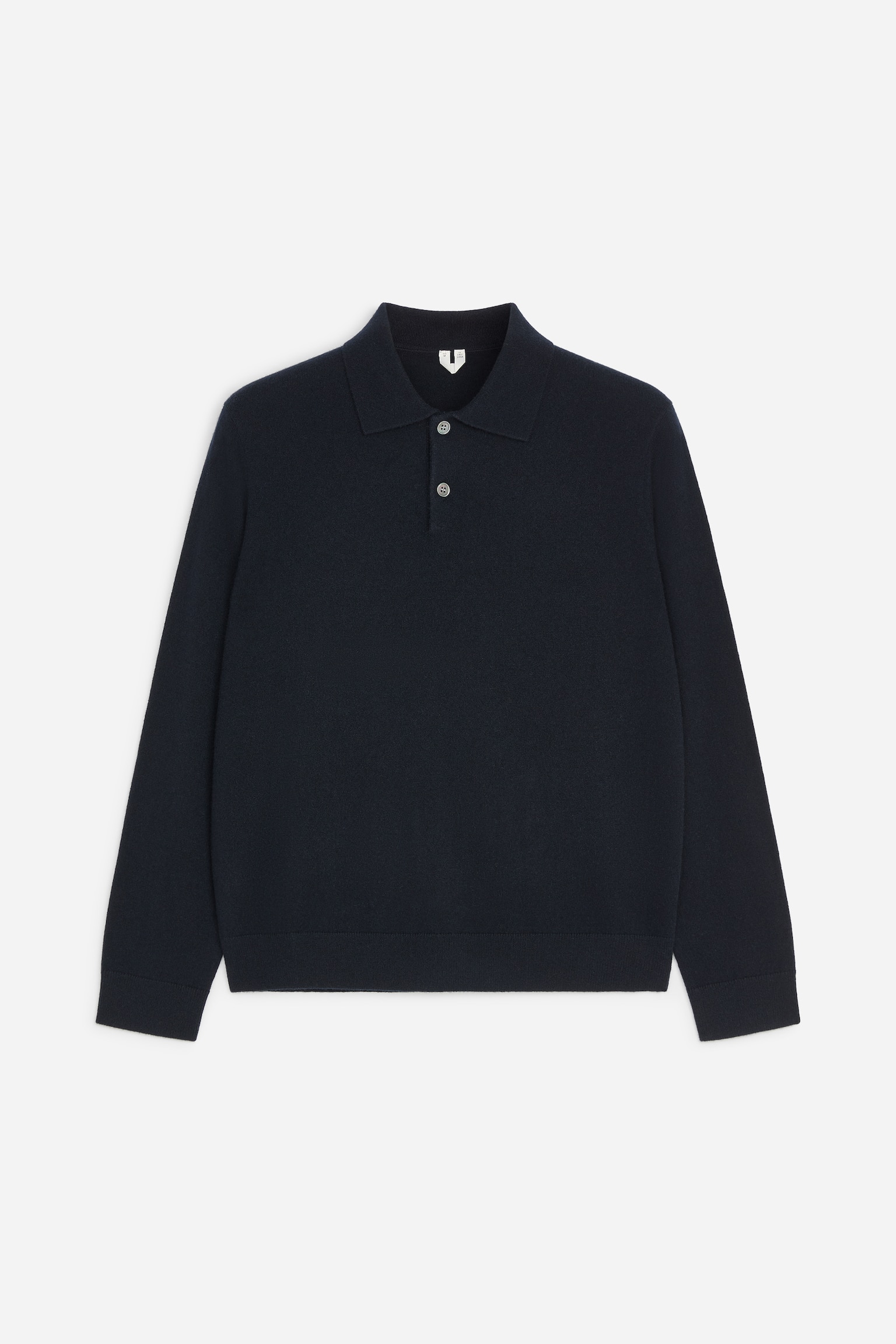 Polo de malha de caxemira pura - Azul escuro/Cinzento