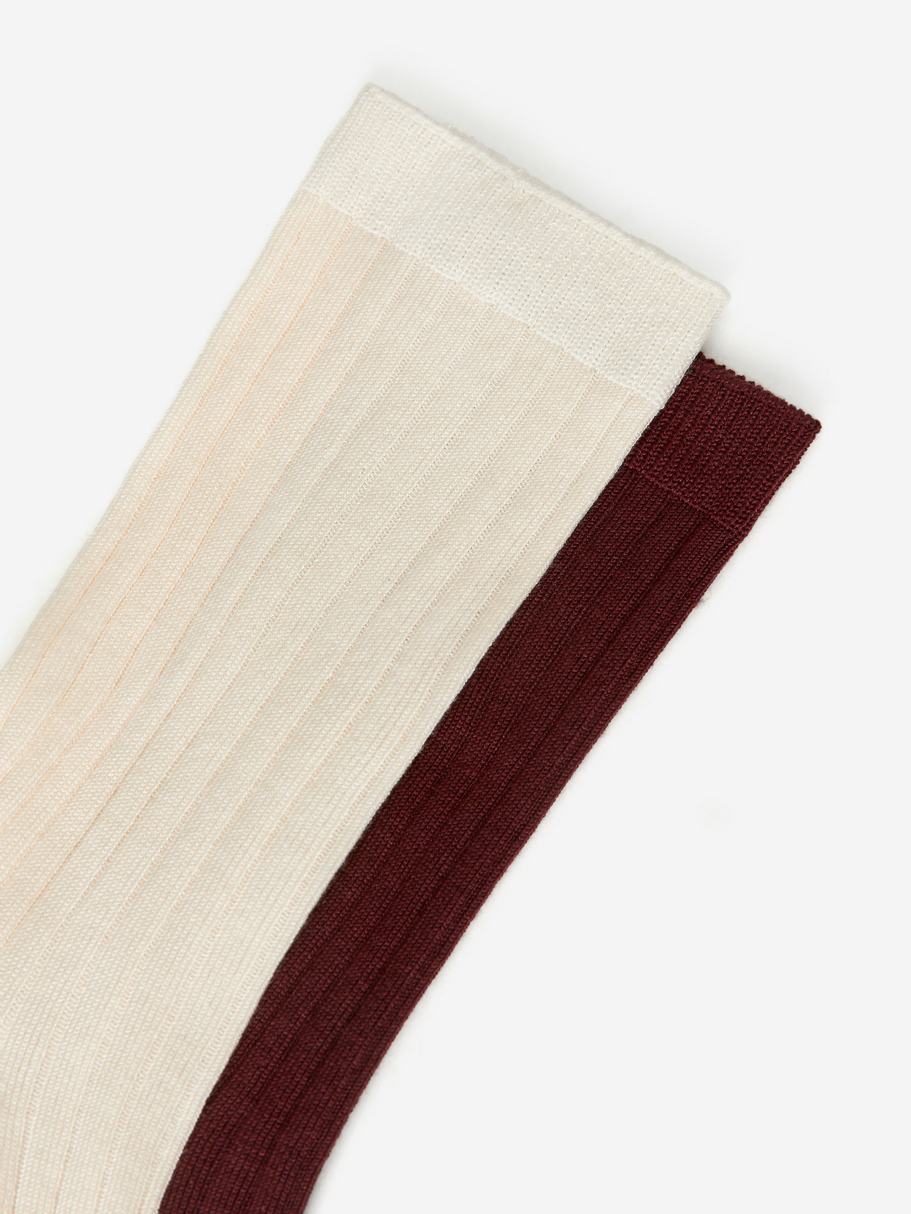 Silk-Blend Socks Set of 2 - Off White/Burgundy - Women - StillMedia/DescriptiveDetail - 1