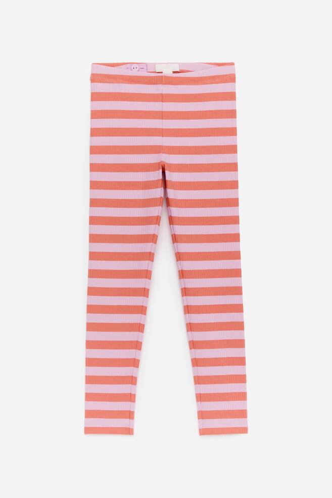 Geribde legging - Roze/oranje/Roze/rood/Lila/rood/Roze/sinaasappels/Donkerblauwe/roze bloemen - 1