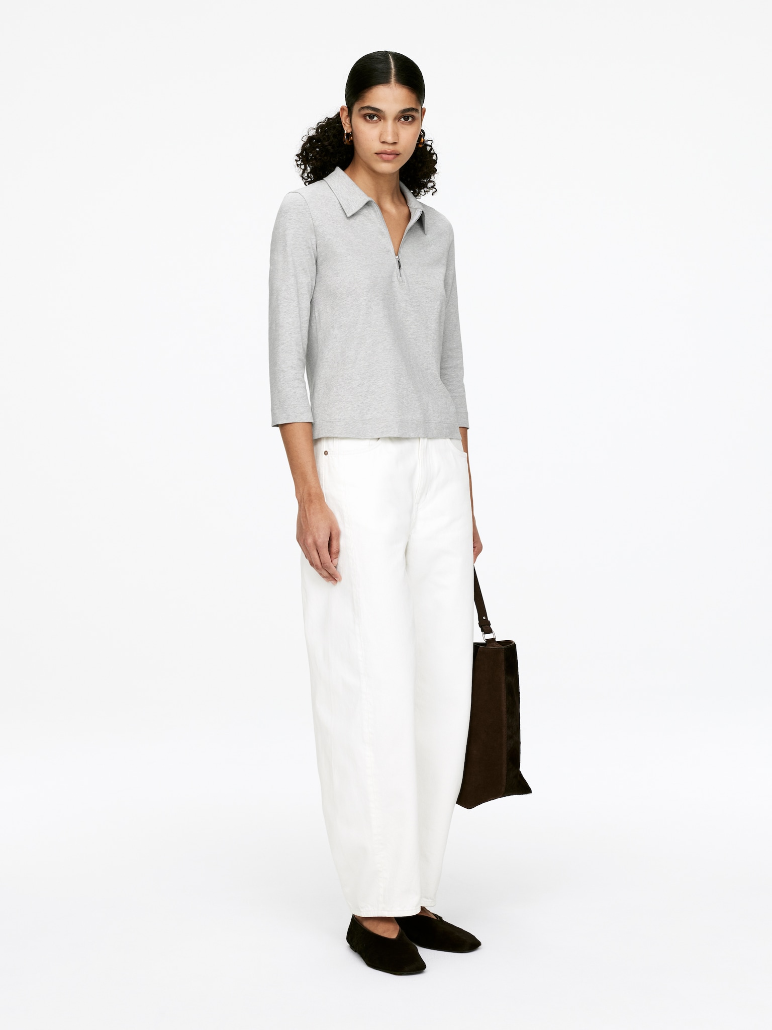 Half-Zip Top - Grey Melange/Black - 3