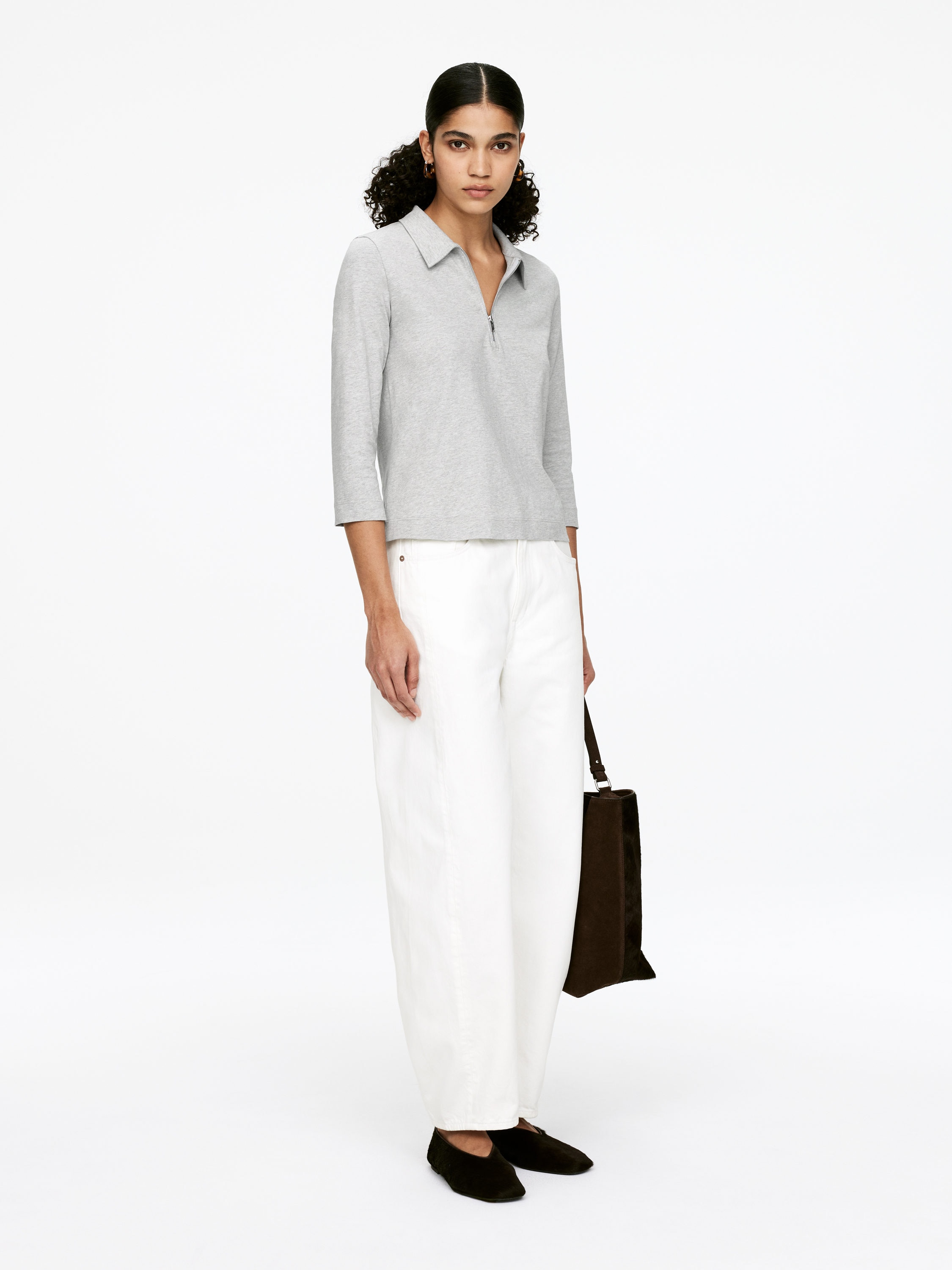 Half-Zip Top - Grey Melange - Slim fit - Women - StillMedia/Lookbook - 5