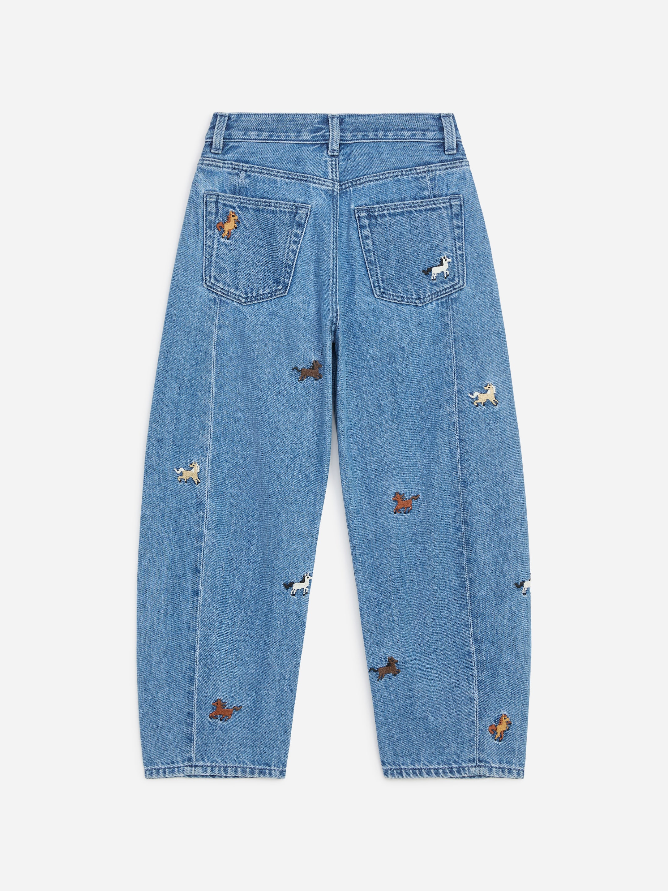 Embroidered Barrel Jeans - Blue/Horses - Regular fit - children - StillMedia/DescriptiveStillLife - 2