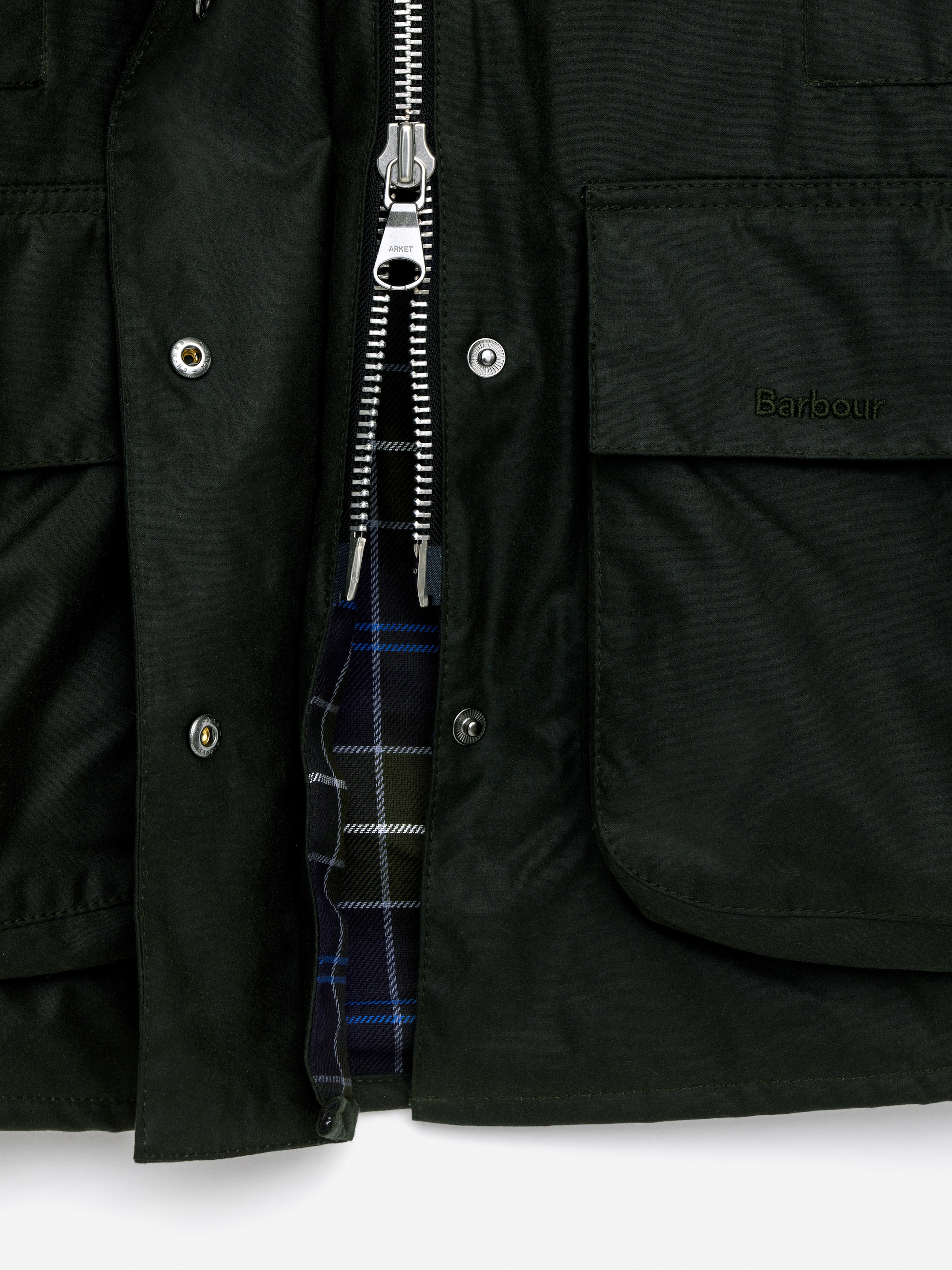 ARKET and Barbour Waxed Cotton Jacket - Dark Green - Loose fit - Women - StillMedia/DescriptiveDetail - 1