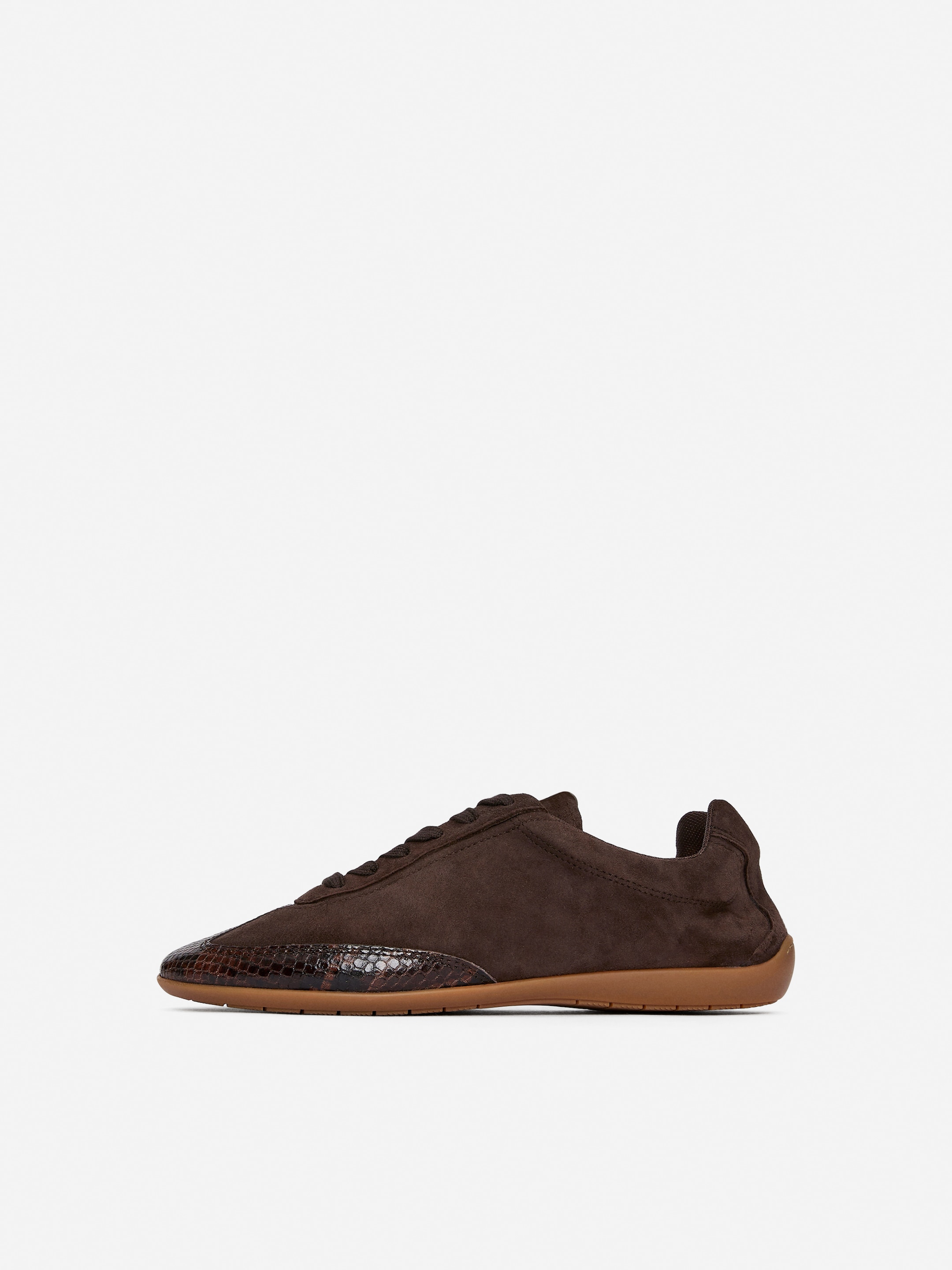 Suede Trainers - Dark Brown/Faux Snake - Women - StillMedia/DescriptiveStillLife - 3