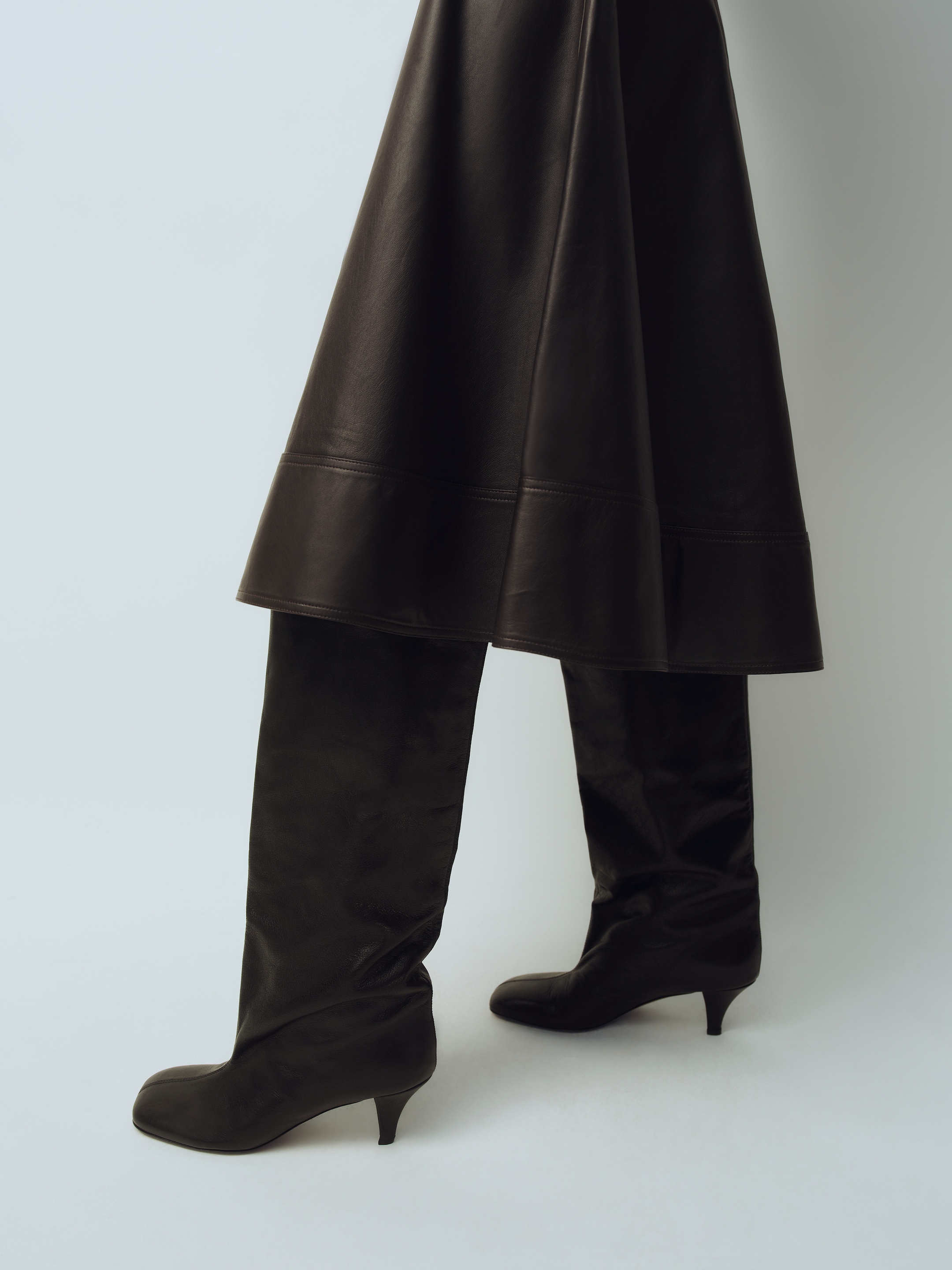 A-Line Leather Skirt - Dark Brown - Regular fit - women - StillMedia/Environmental - 1