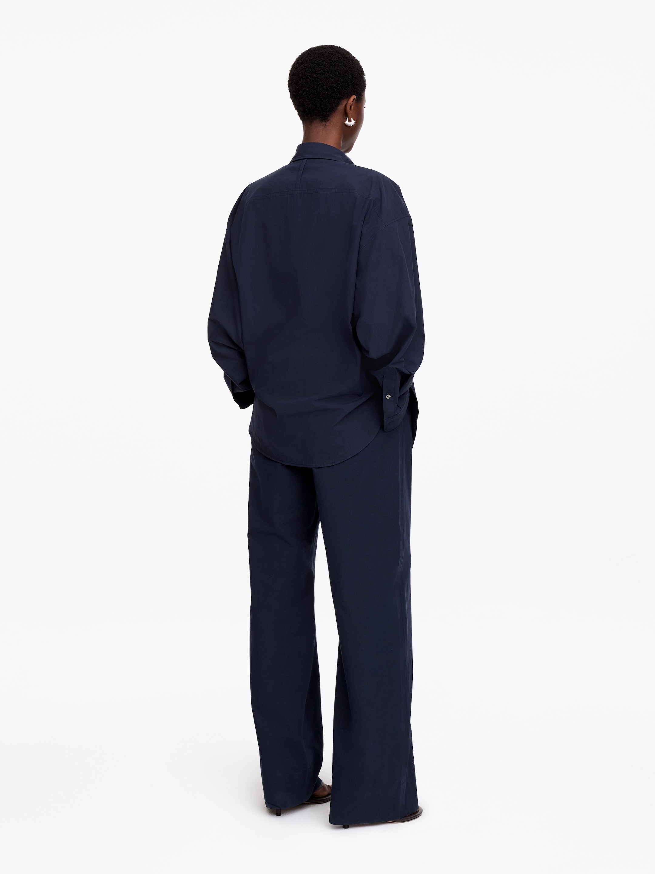 Utility Cotton Shirt - Dark Blue - Loose fit - Women - StillMedia/Lookbook - 4