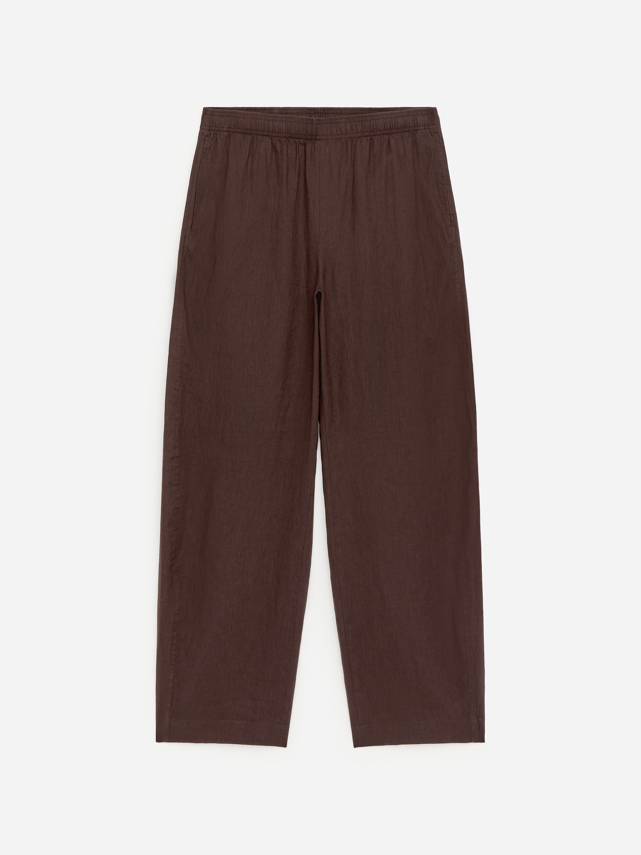Barrel Linen Trousers-Brown-18484