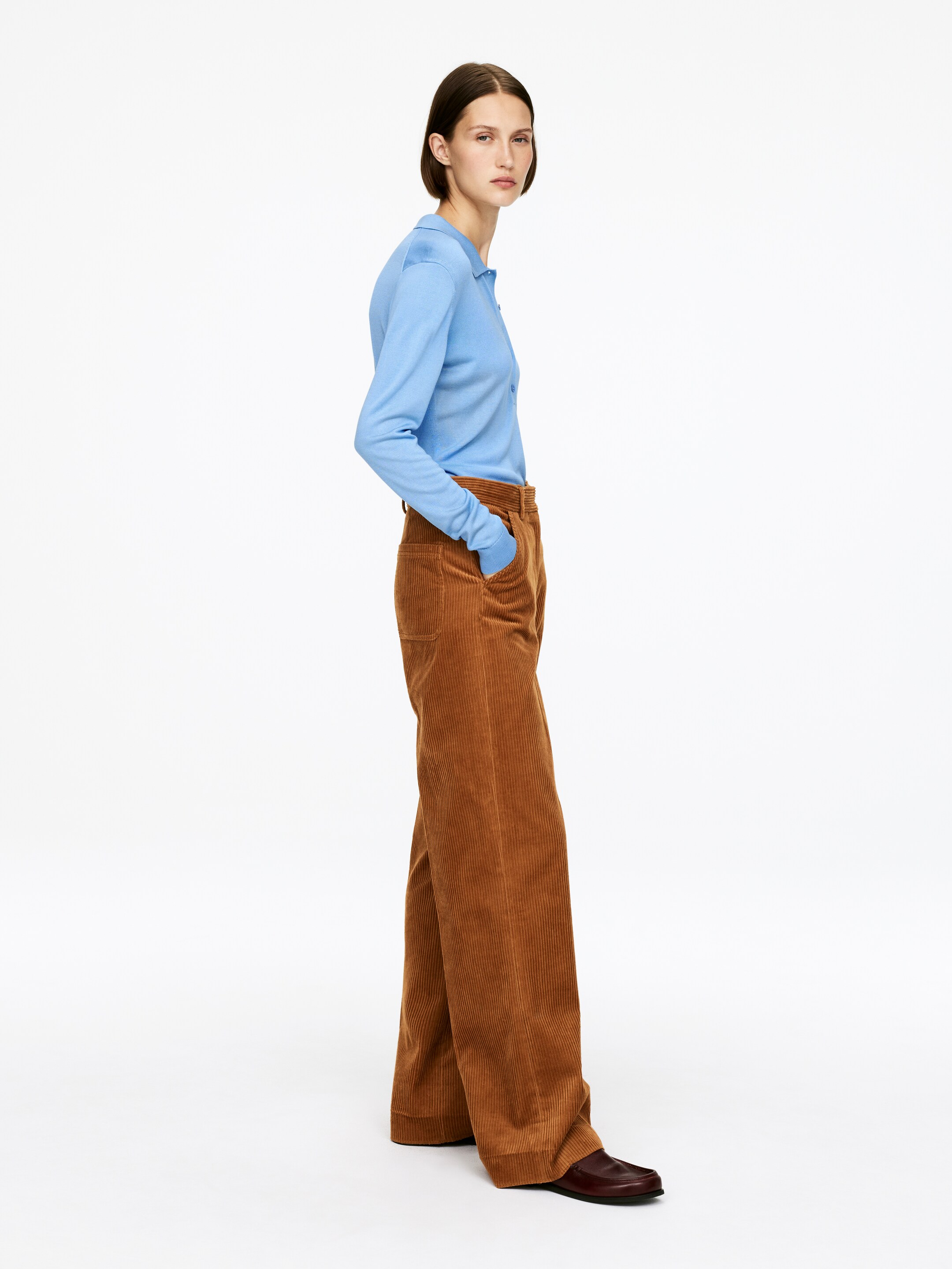Visa större bild: Stickad pikétröja - Ljusblå - DAM | H&M SE 3
