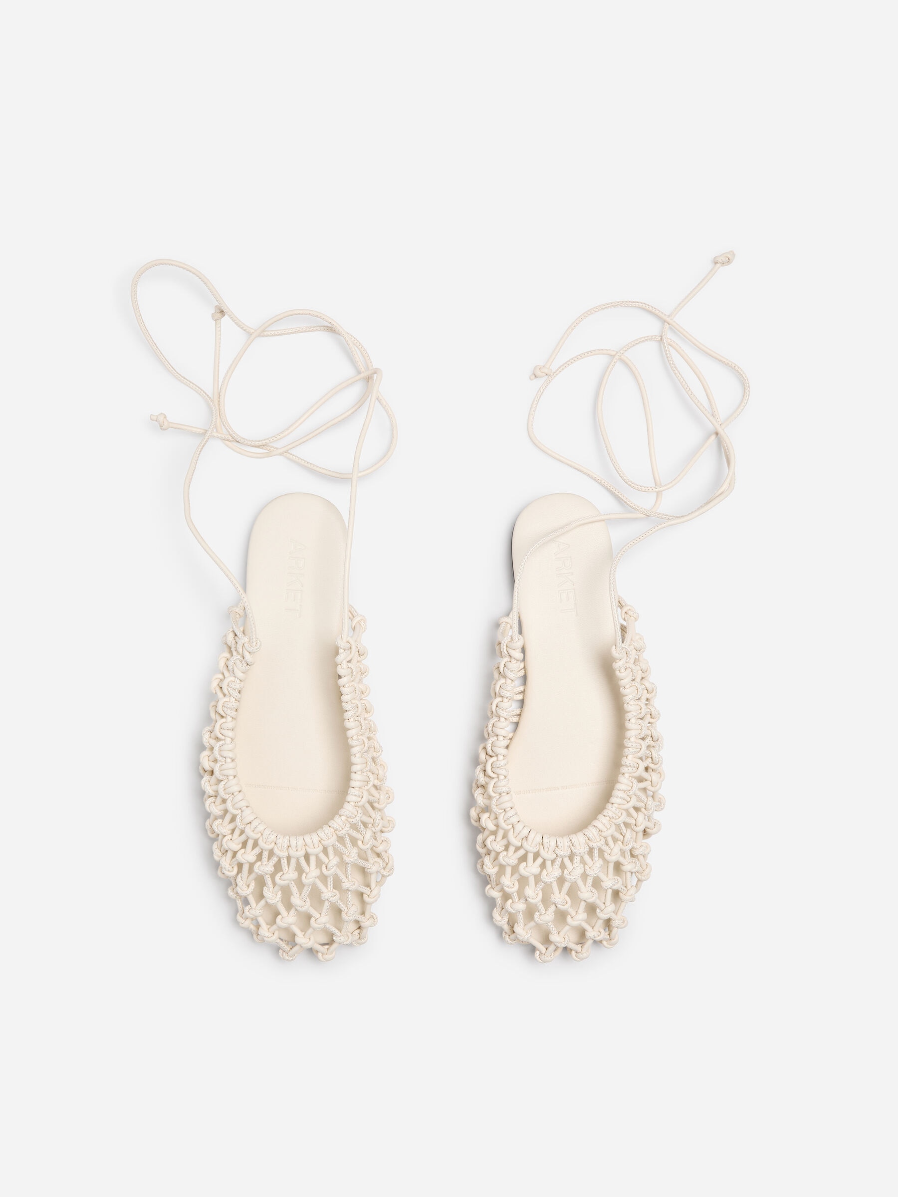Woven Leather Slingback Flats - Off-white - Women - StillMedia/DescriptiveStillLife - 4