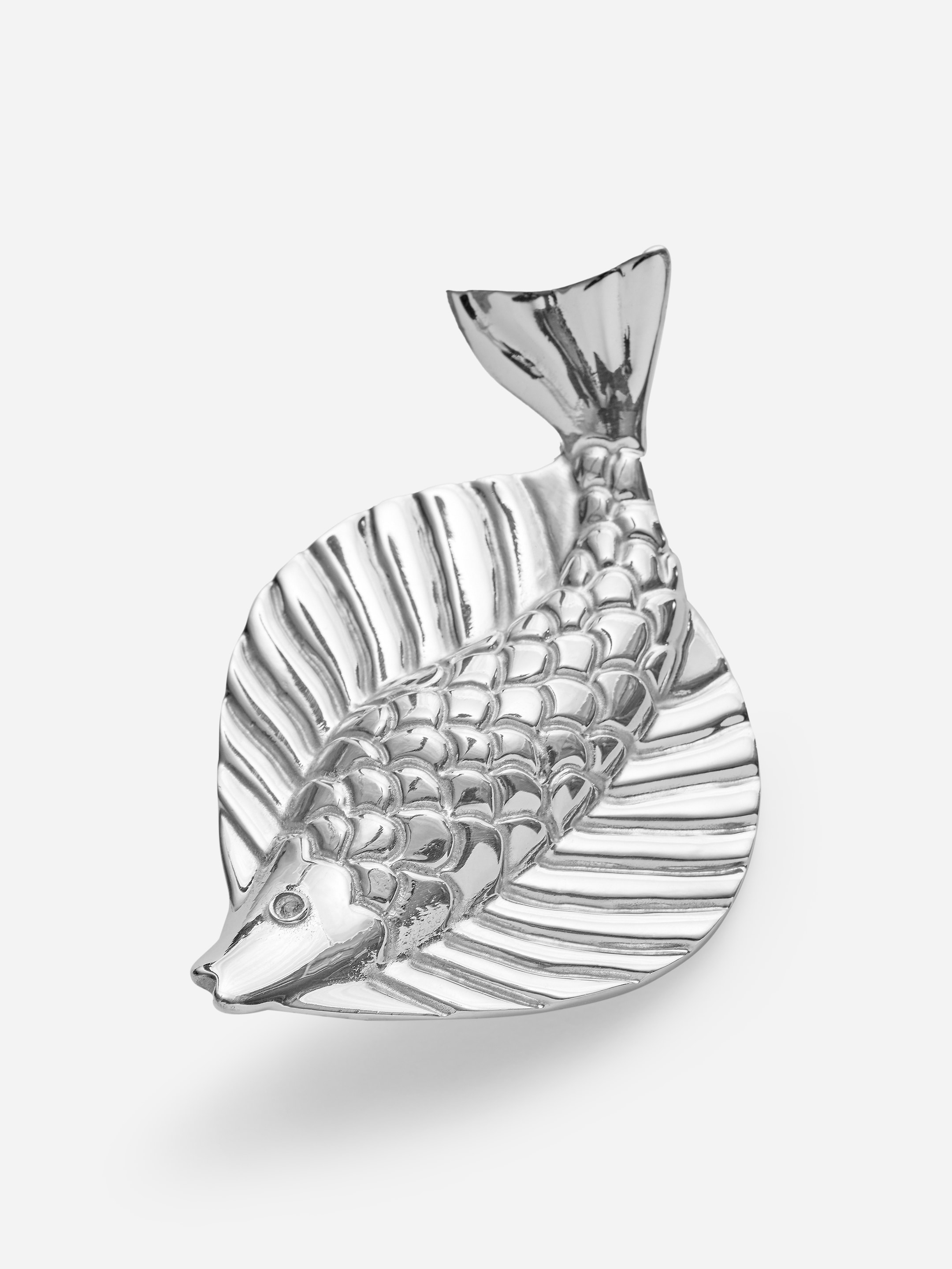 Silver-Plated Fish Brooch-#DFDEDE-17814