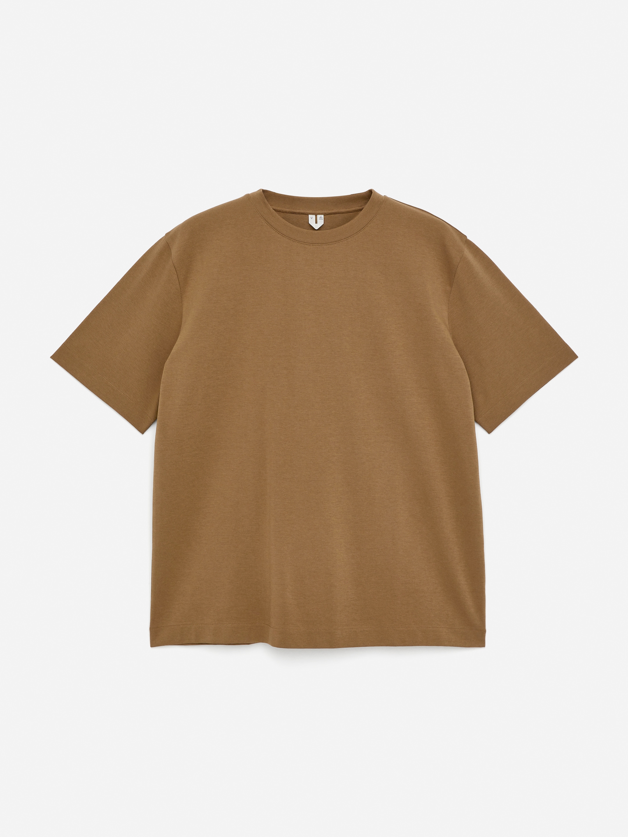 Pudełkowy T-shirt z dzianiny interlock-#76654E-16757