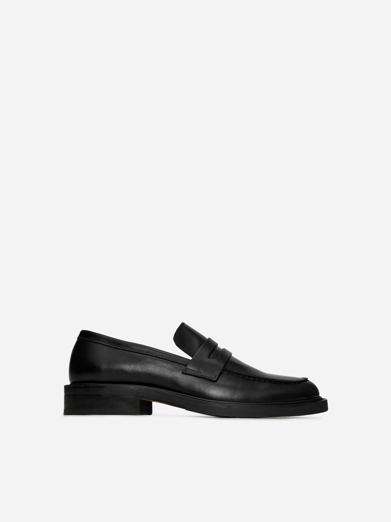 Leather Penny Loafers - Black - 2