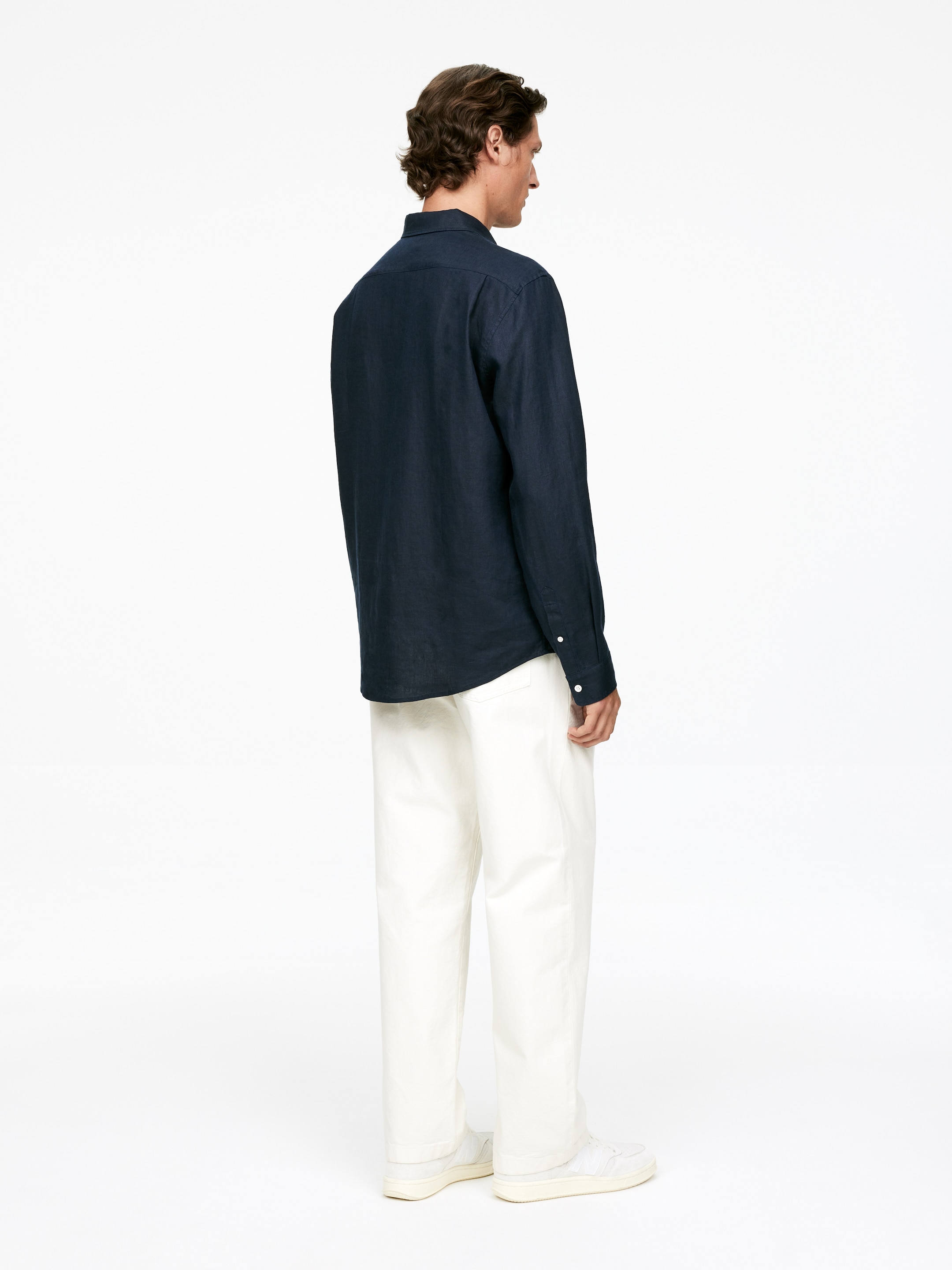 View larger image: Regular-Fit Linen Shirt - Dark Blue - Men | H&M GB 3