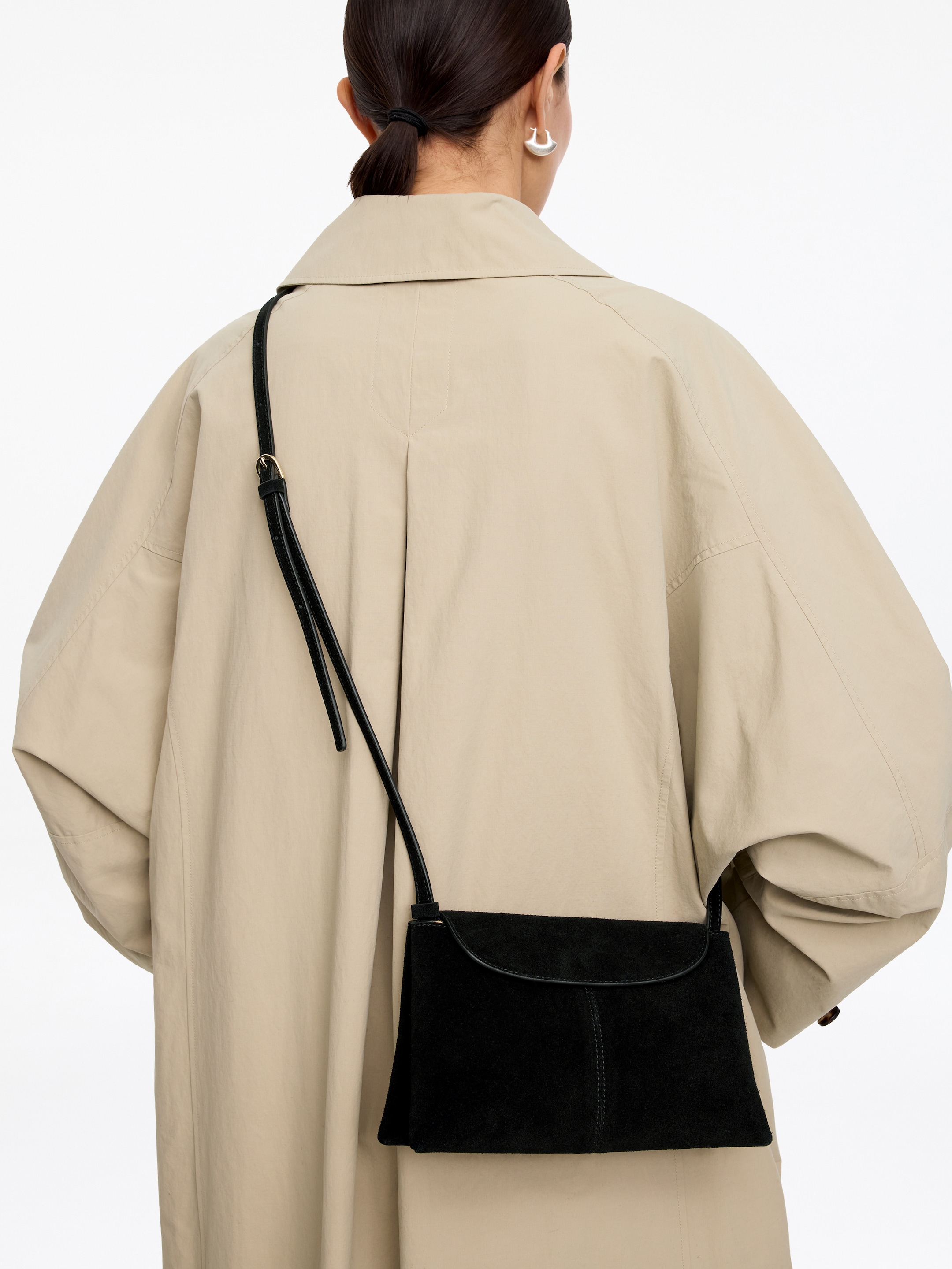 Sac bandoulière en croûte de cuir suédé - Noir - Femme - StillMedia/Lookbook - 5