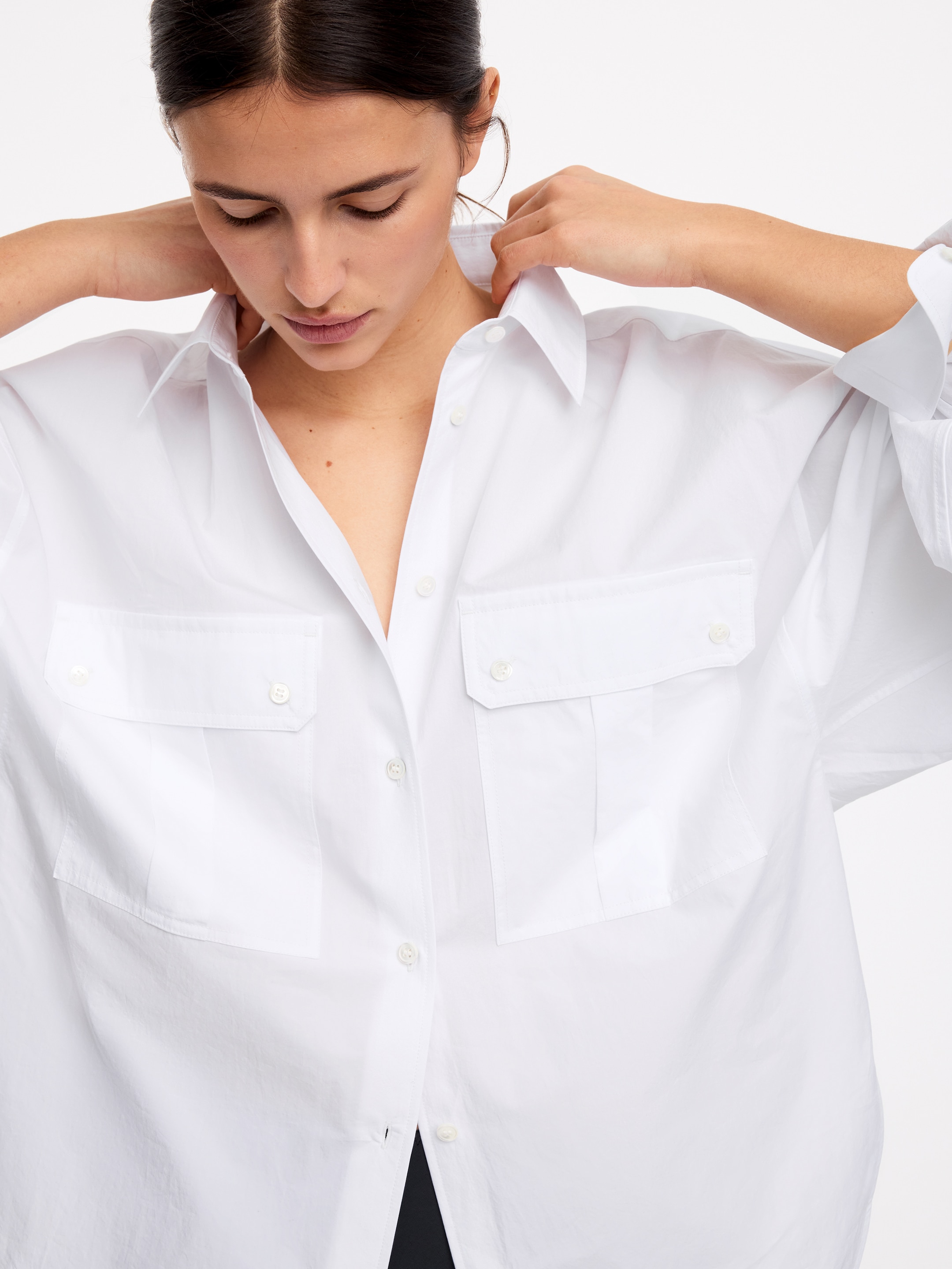 Utility Cotton Shirt - White - Loose fit - Women - StillMedia/Lookbook - 4