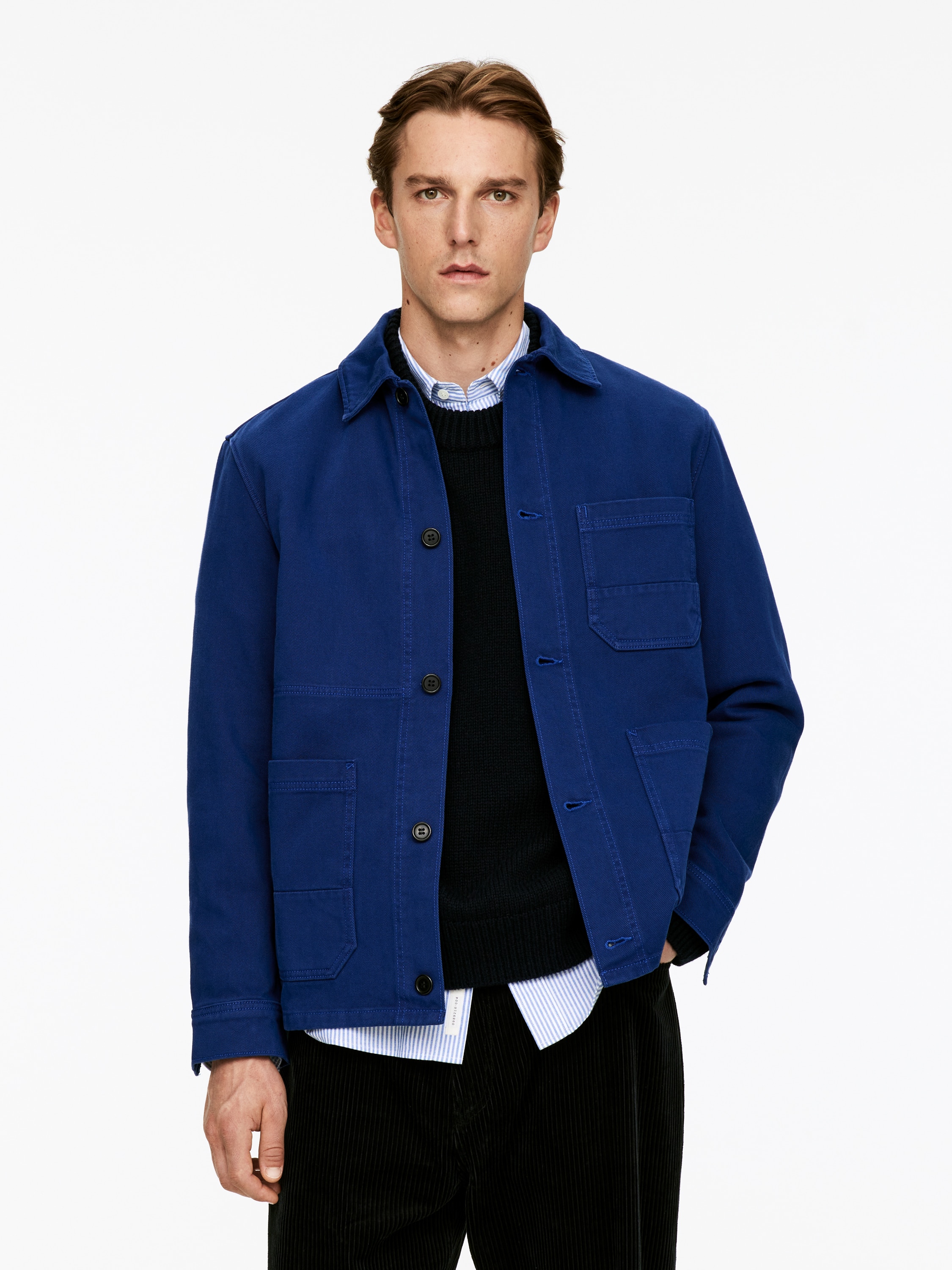 Sobrecamisa de sarga teñida - Azul Klein/Azul oscuro/Marrón oscuro/Marrón/Azul