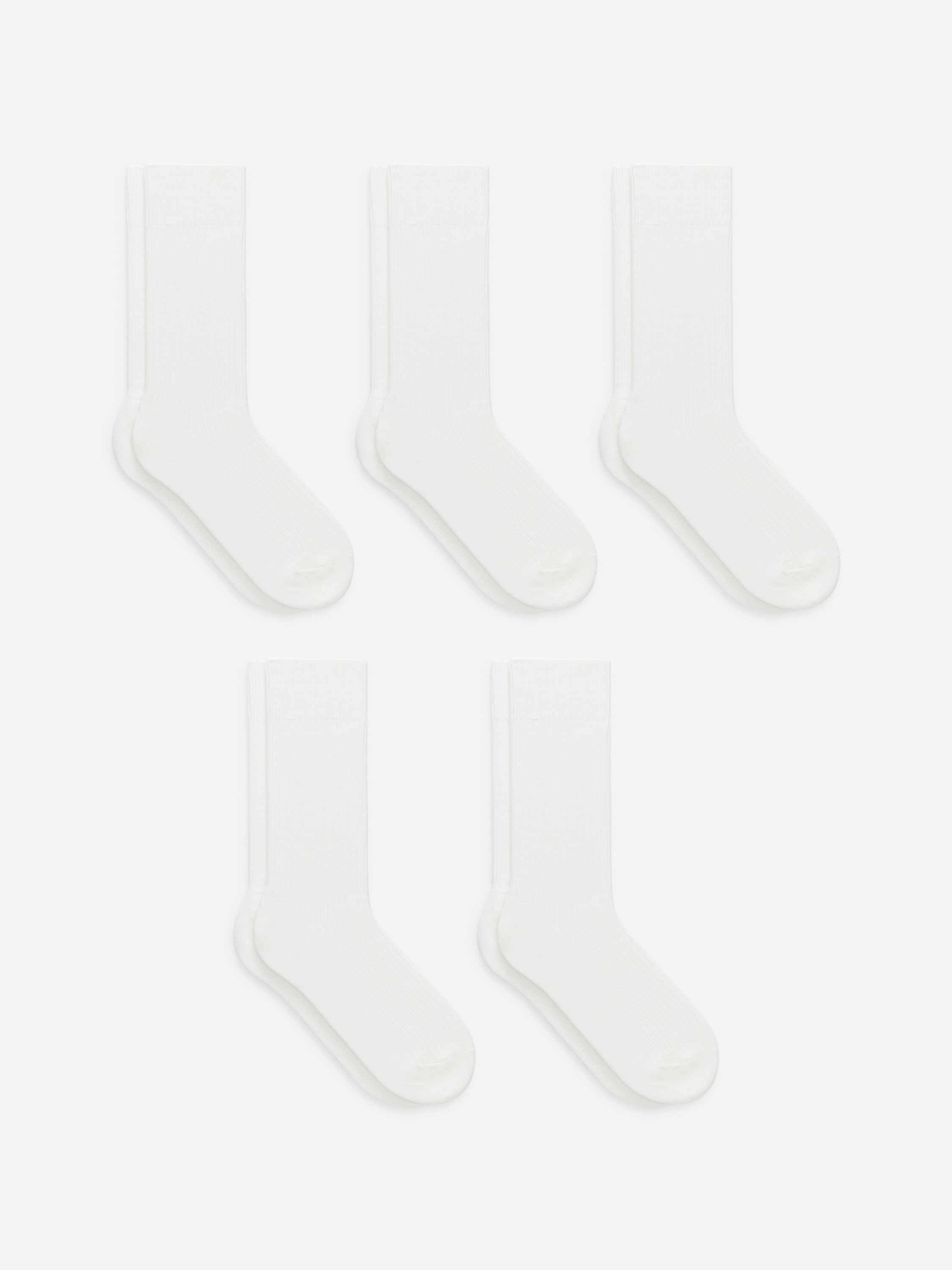 Set da 5 paia di calzini in cotone Supima a coste - Bianco/Nero