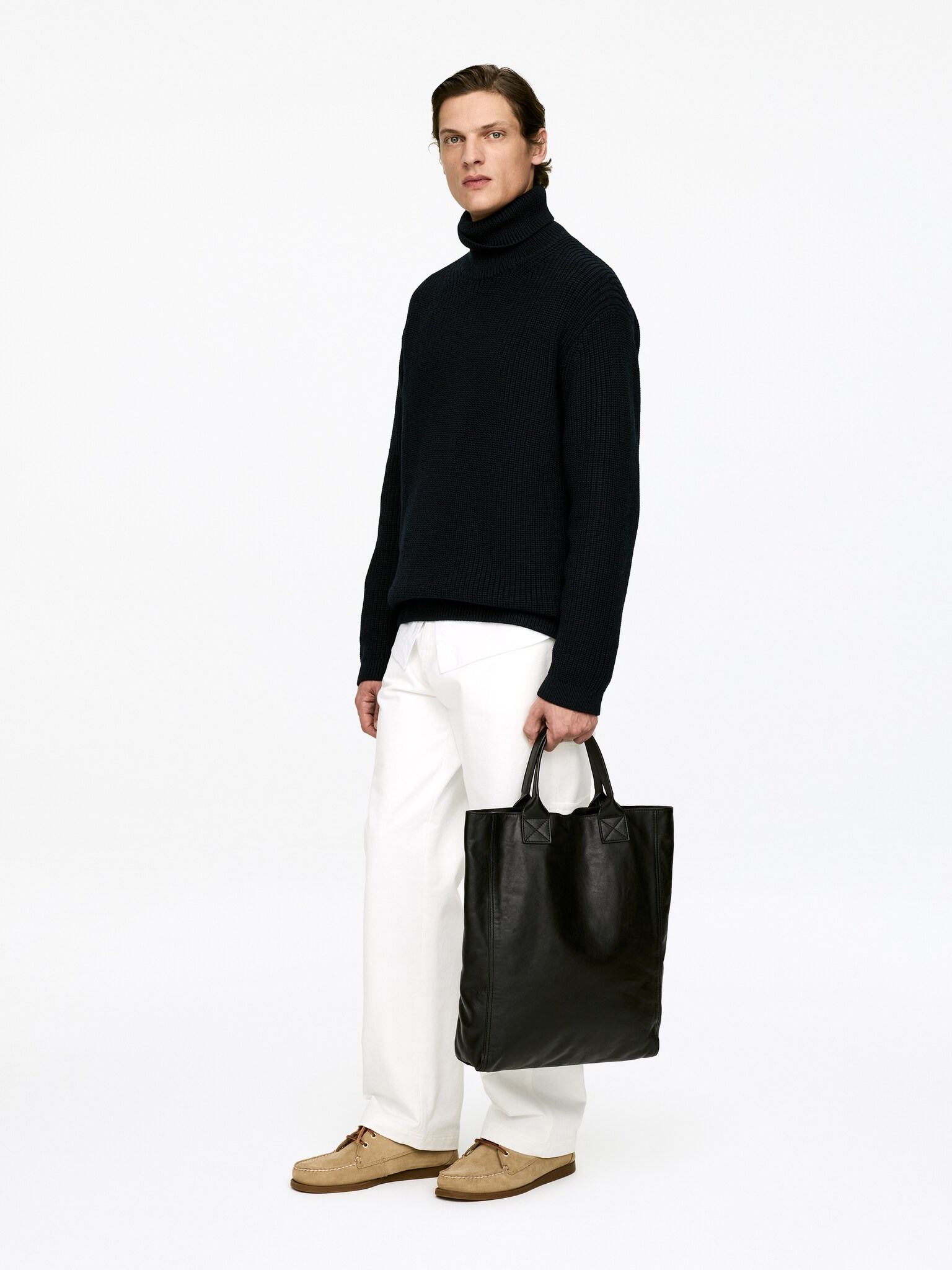 Heavy Wool Roll-Neck Jumper - Sötétkék - 4